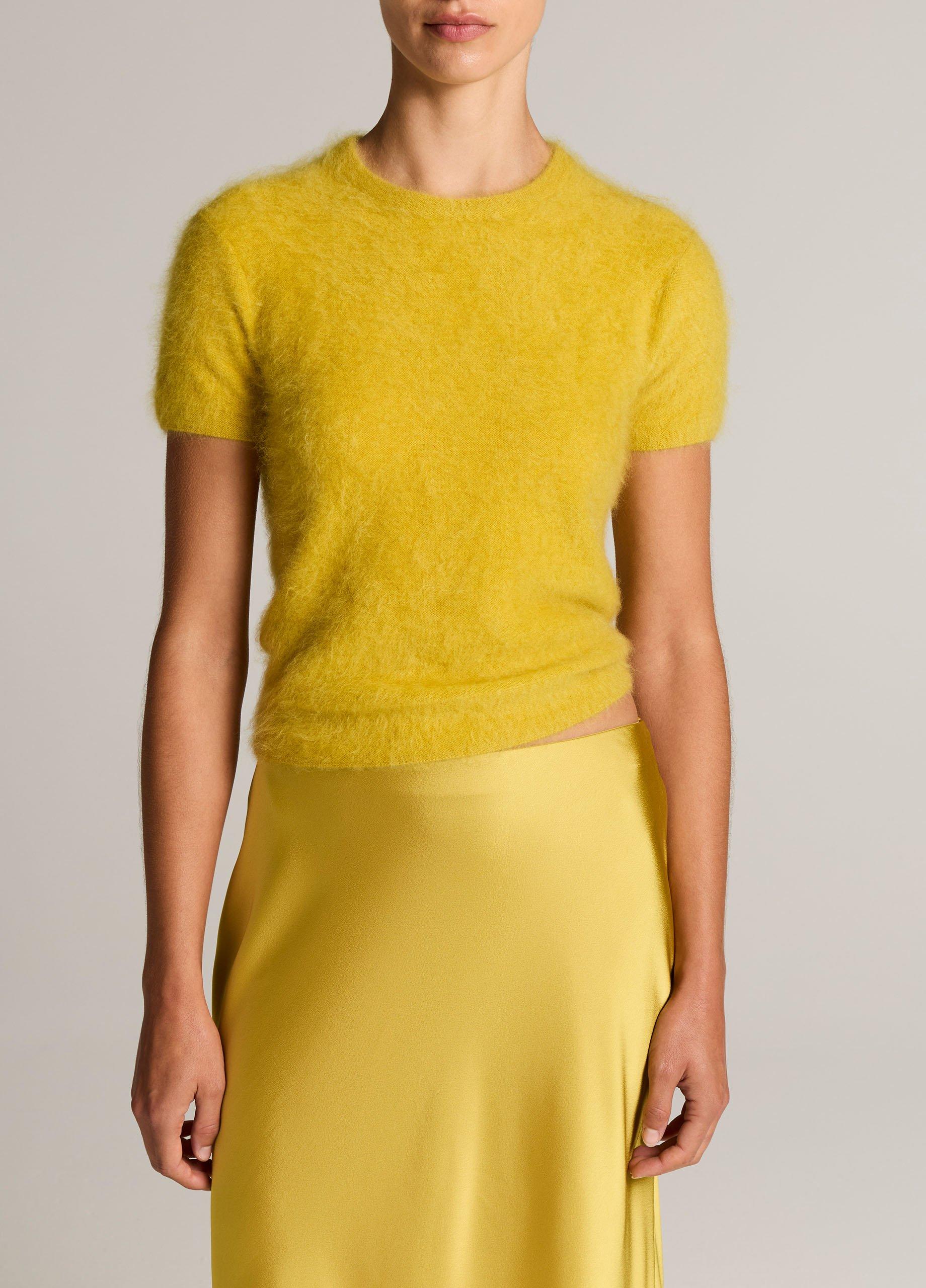 Brushed Cashmere Short-Sleeve Sweater image number 0