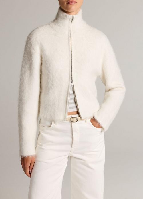 Brushed Wool & Alpaca-Blend Zip Sweater Jacket