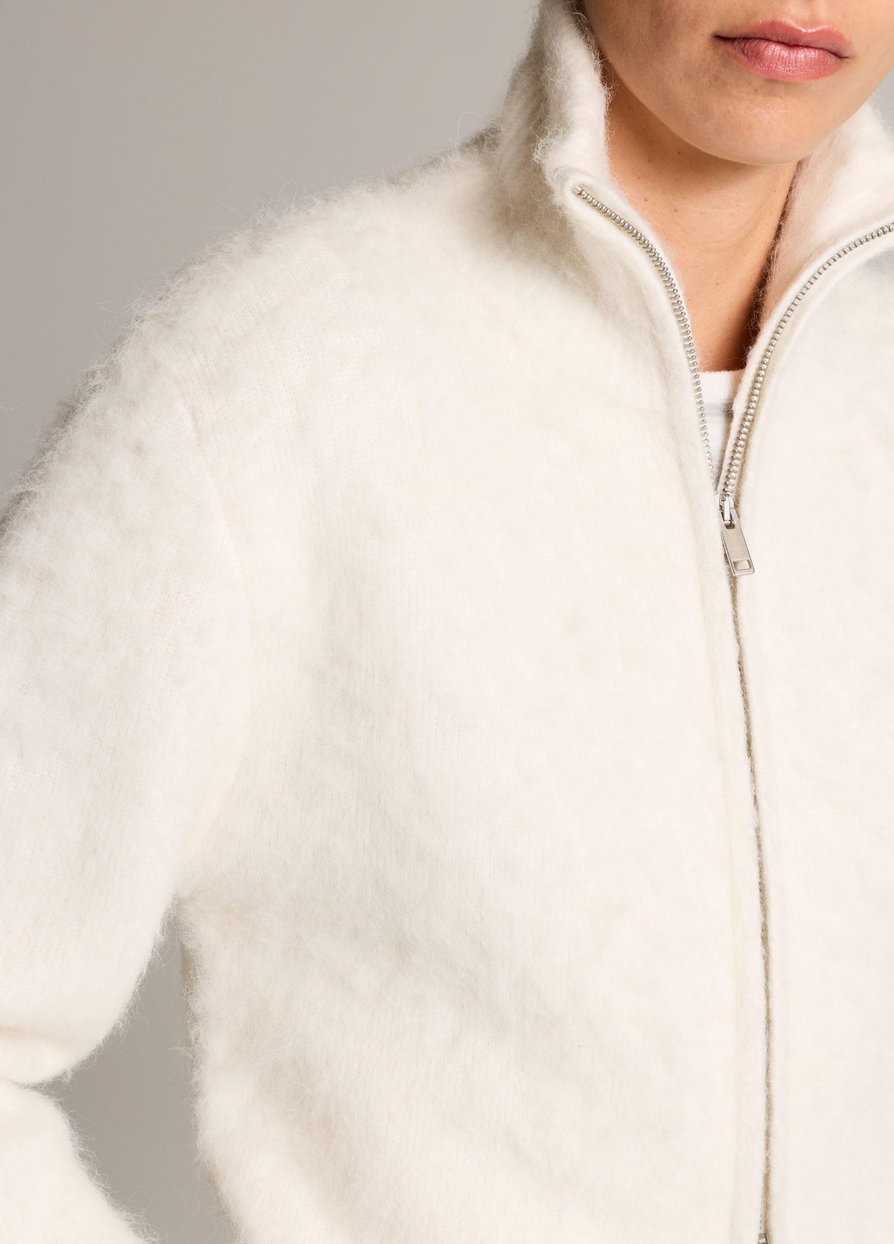 Brushed Wool & Alpaca-Blend Zip Sweater Jacket image number 1