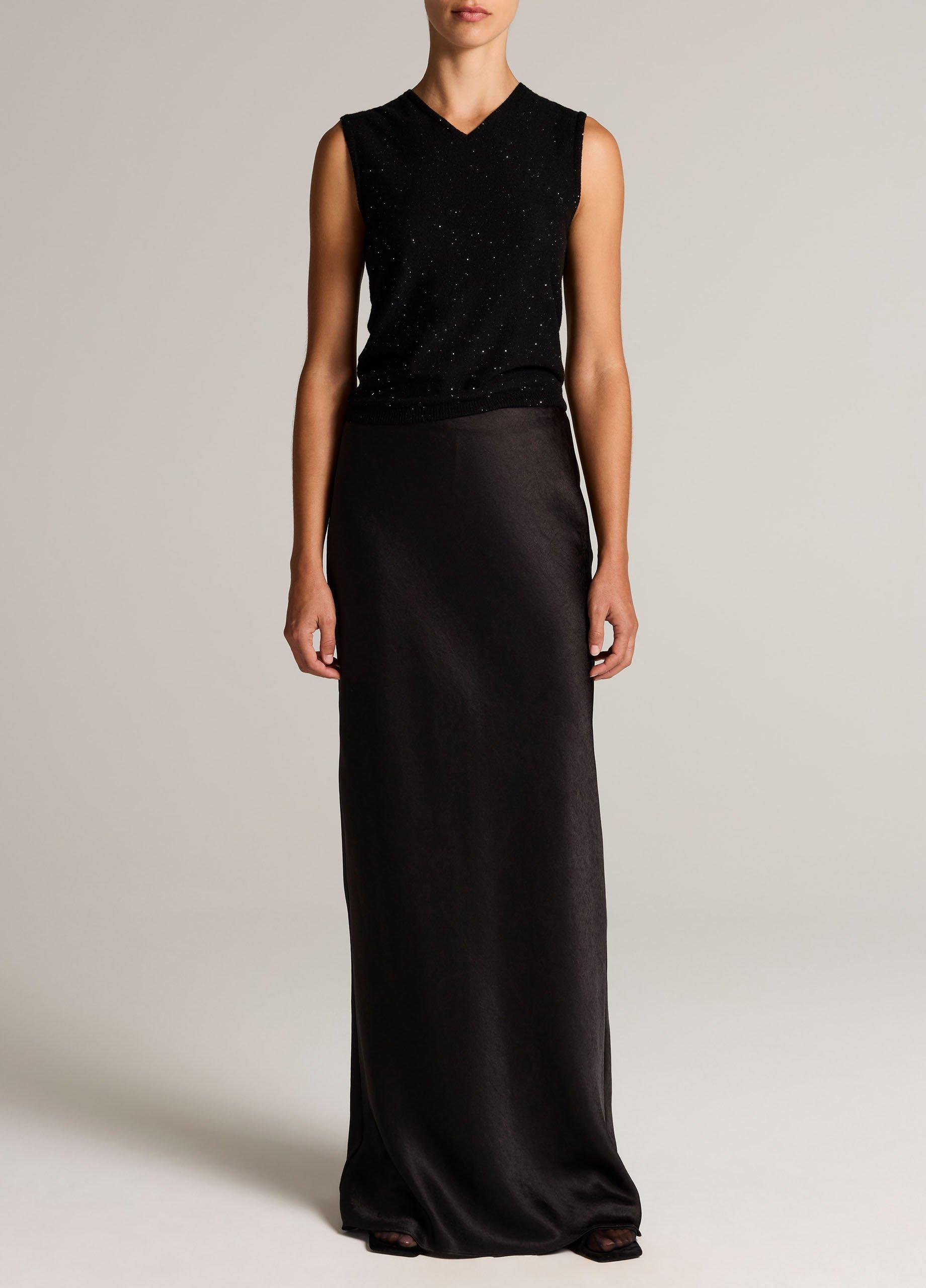 Metallic Cashmere-Silk V-Neck Sweater Vest image number 3