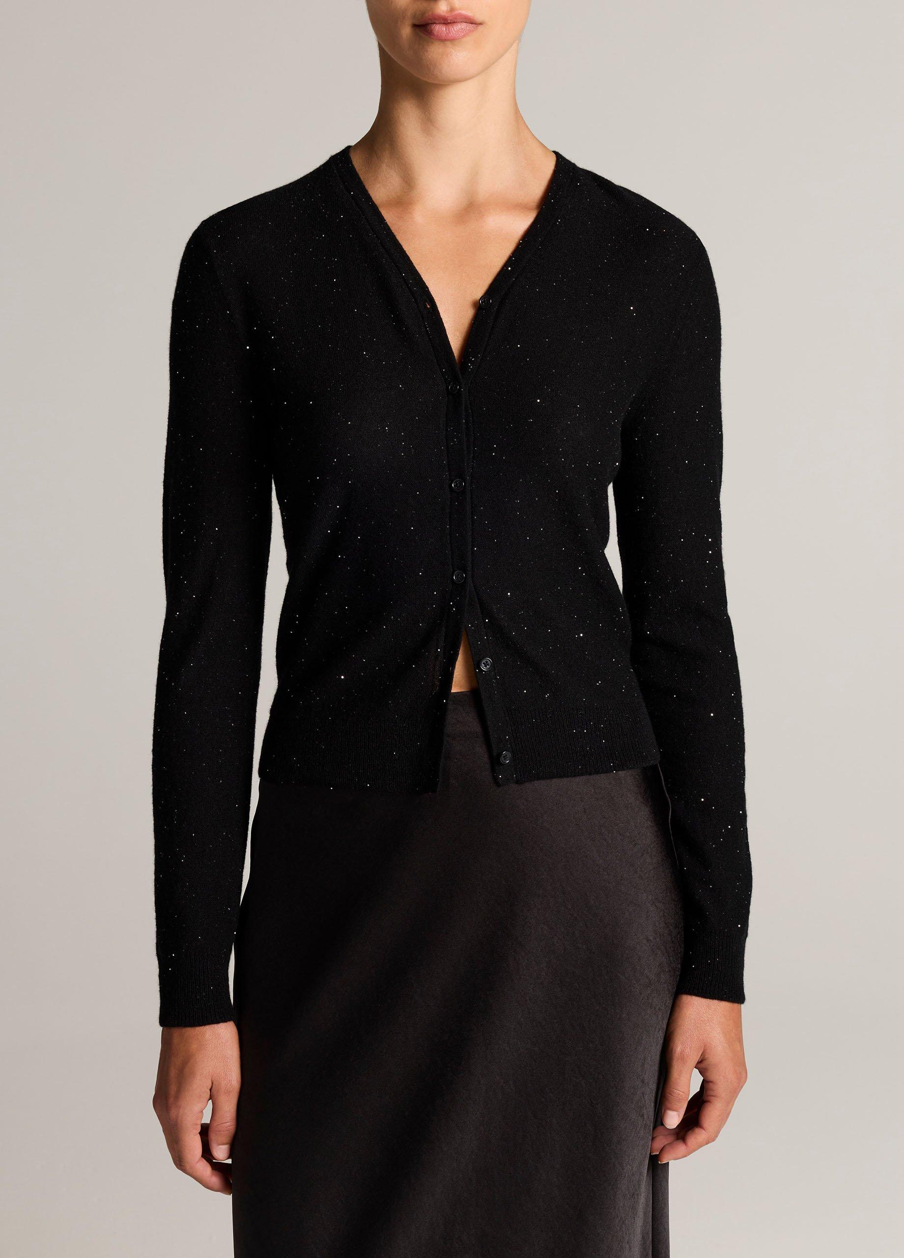 Metallic Cashmere-Silk V-Neck Cardigan image number 0