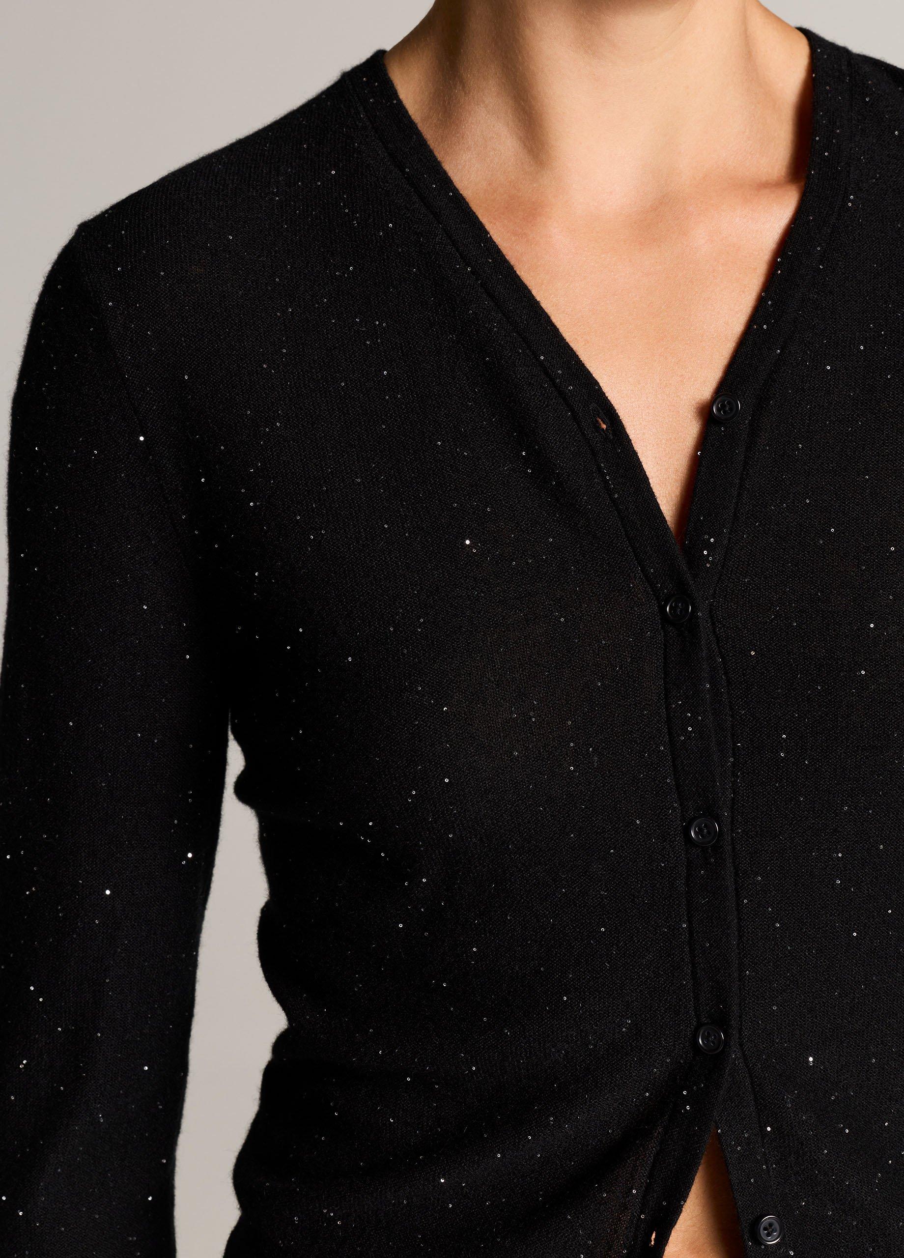 Metallic Cashmere-Silk V-Neck Cardigan image number 1
