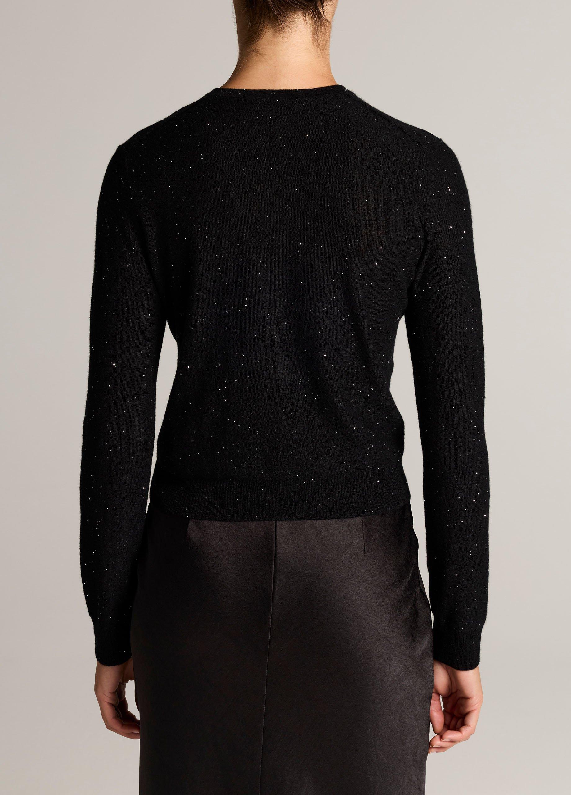 Metallic Cashmere-Silk V-Neck Cardigan image number 2