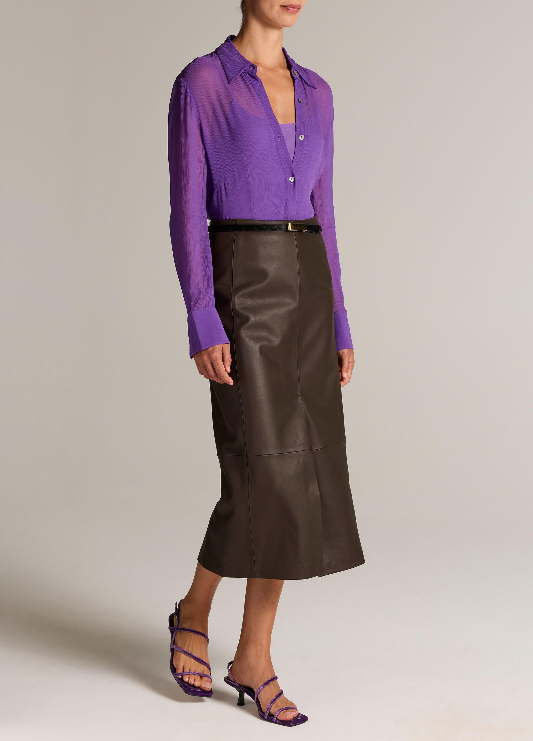 Leather Slit-Front Skirt image number 1