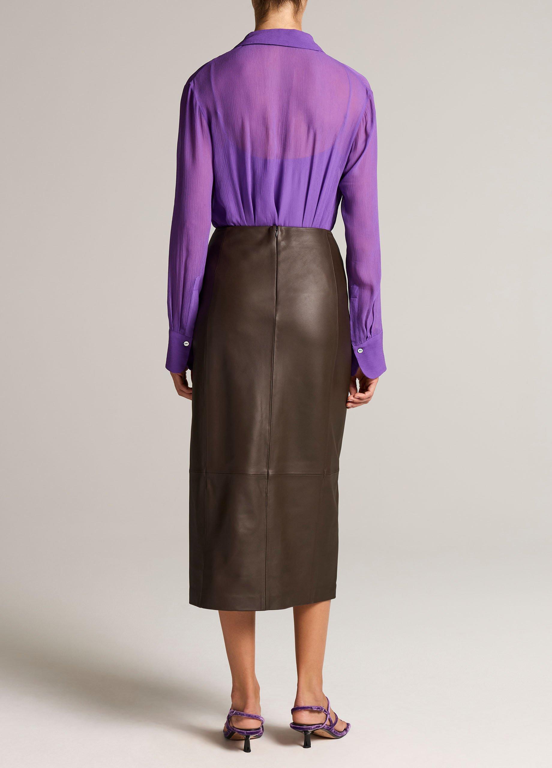 Leather Slit-Front Skirt image number 2