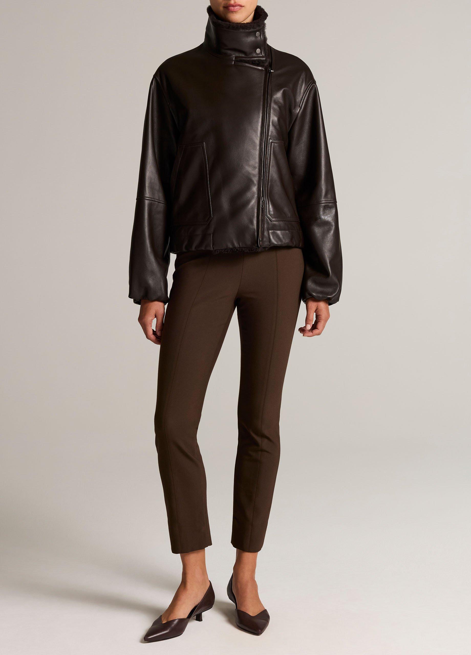 Shearling-Trim Leather Jacket image number 3