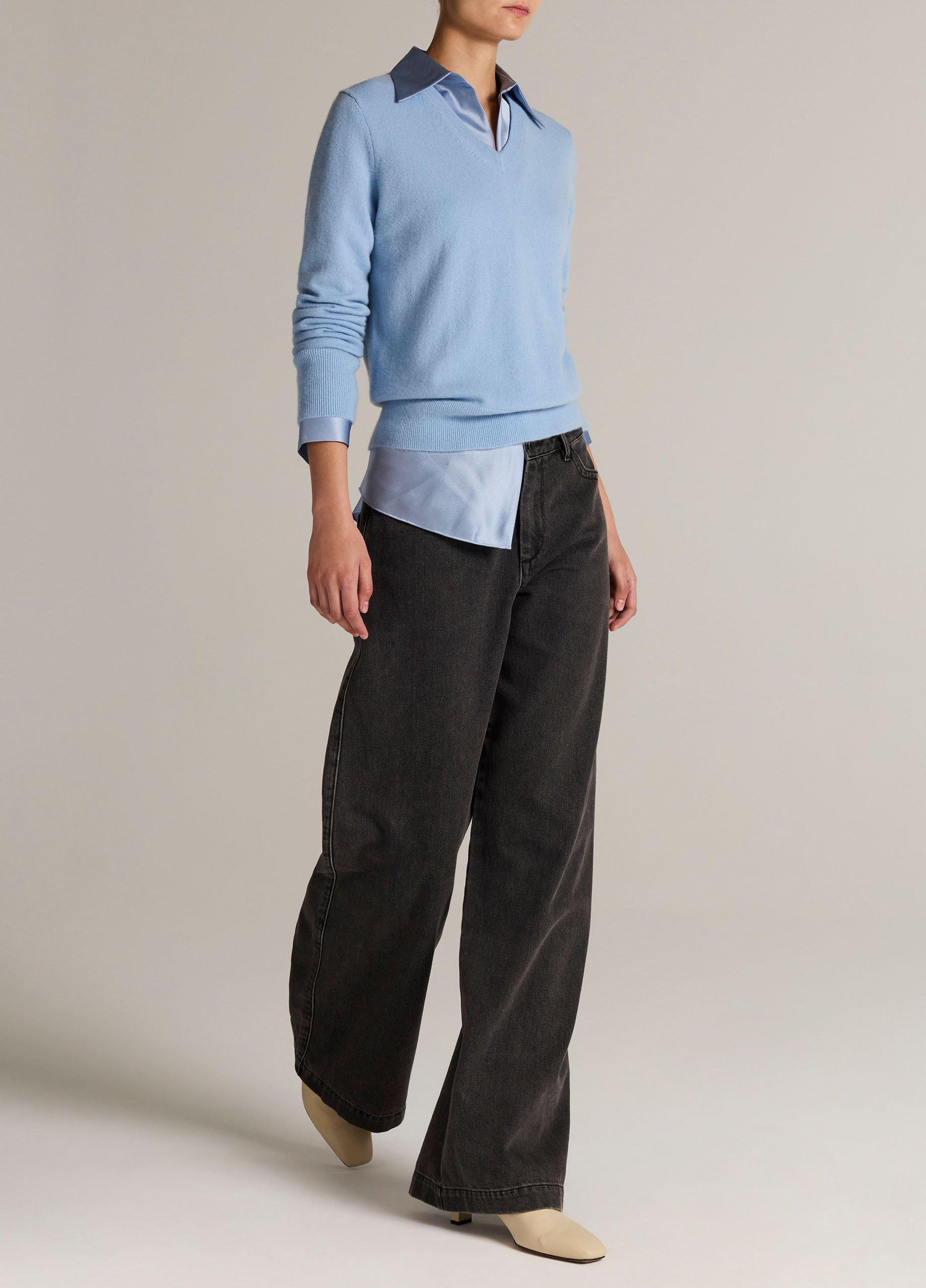 Mid-Rise Washed Cotton Twill Wide-Leg Pant image number 1