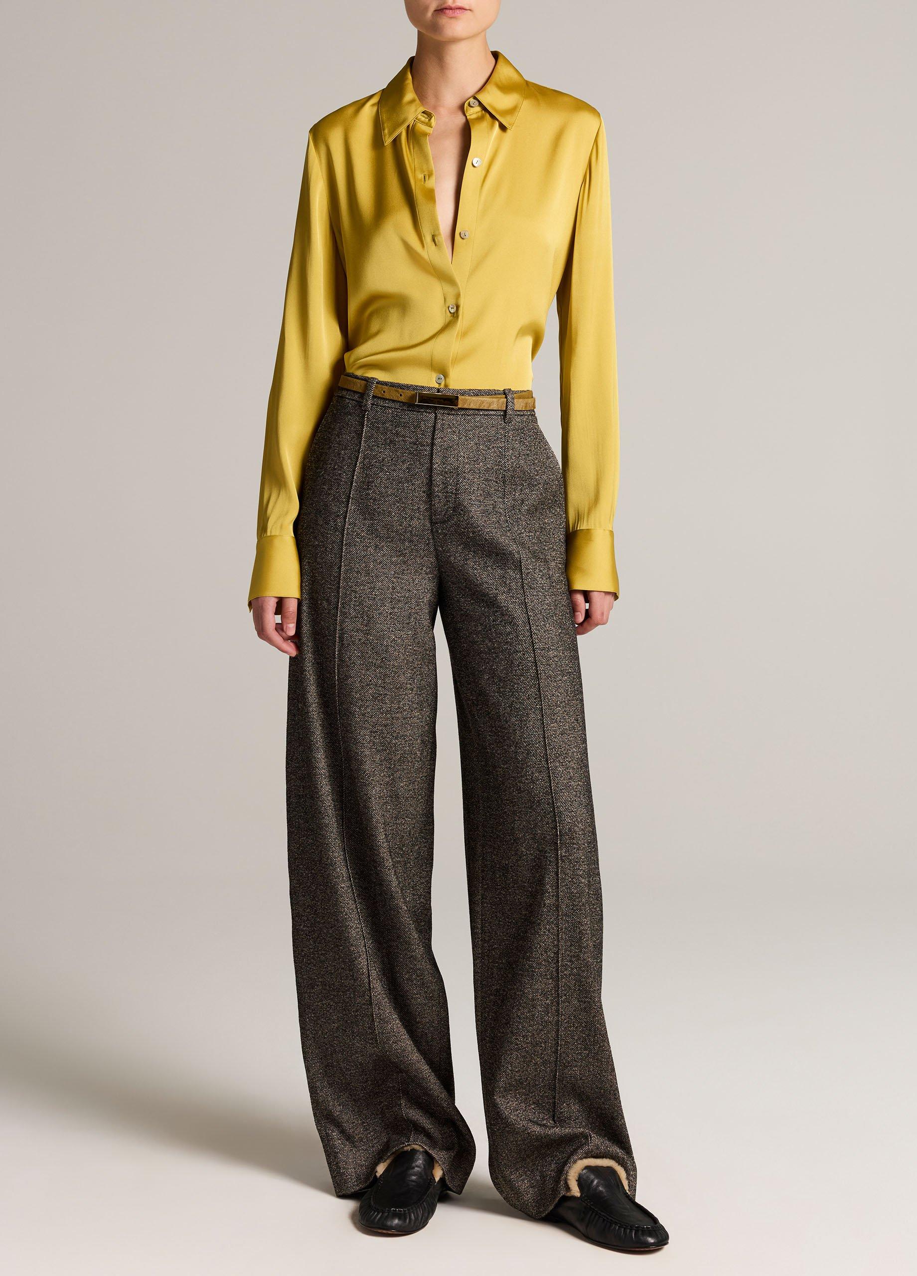 High-Rise Wool-Blend Pintuck Wide-Leg Trouser image number 0