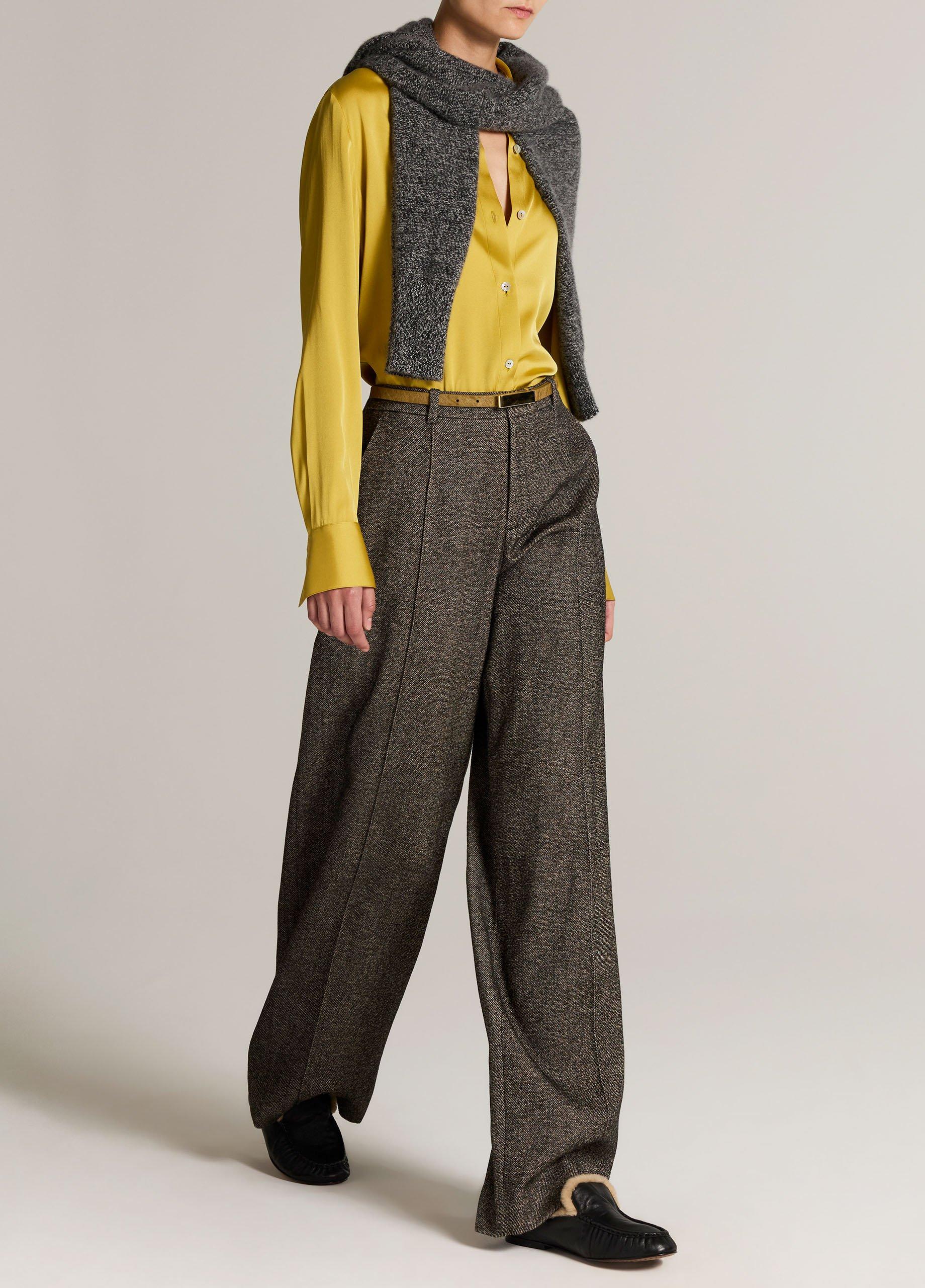 High-Rise Wool-Blend Pintuck Wide-Leg Trouser image number 1