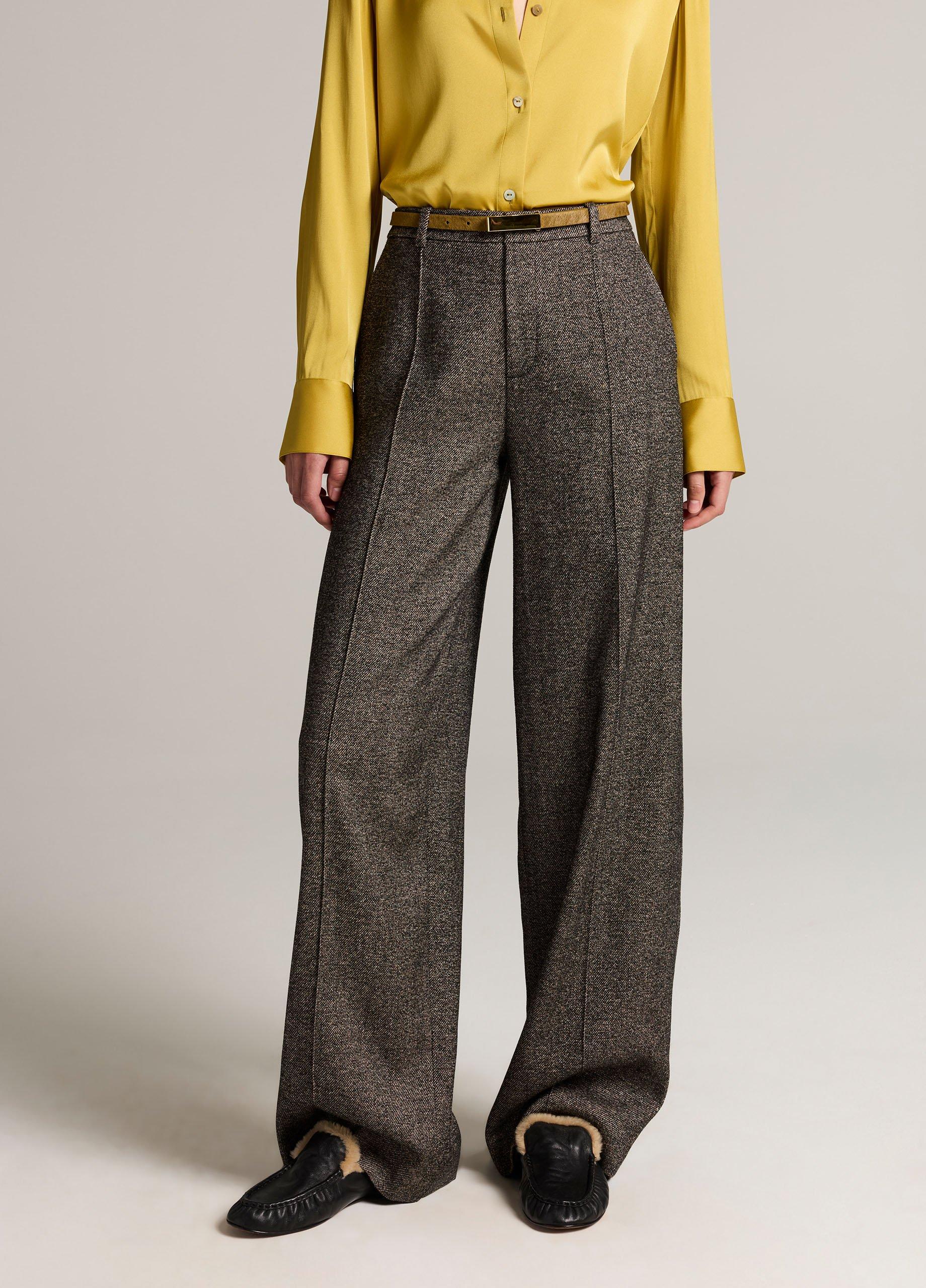 High-Rise Wool-Blend Pintuck Wide-Leg Trouser image number 3