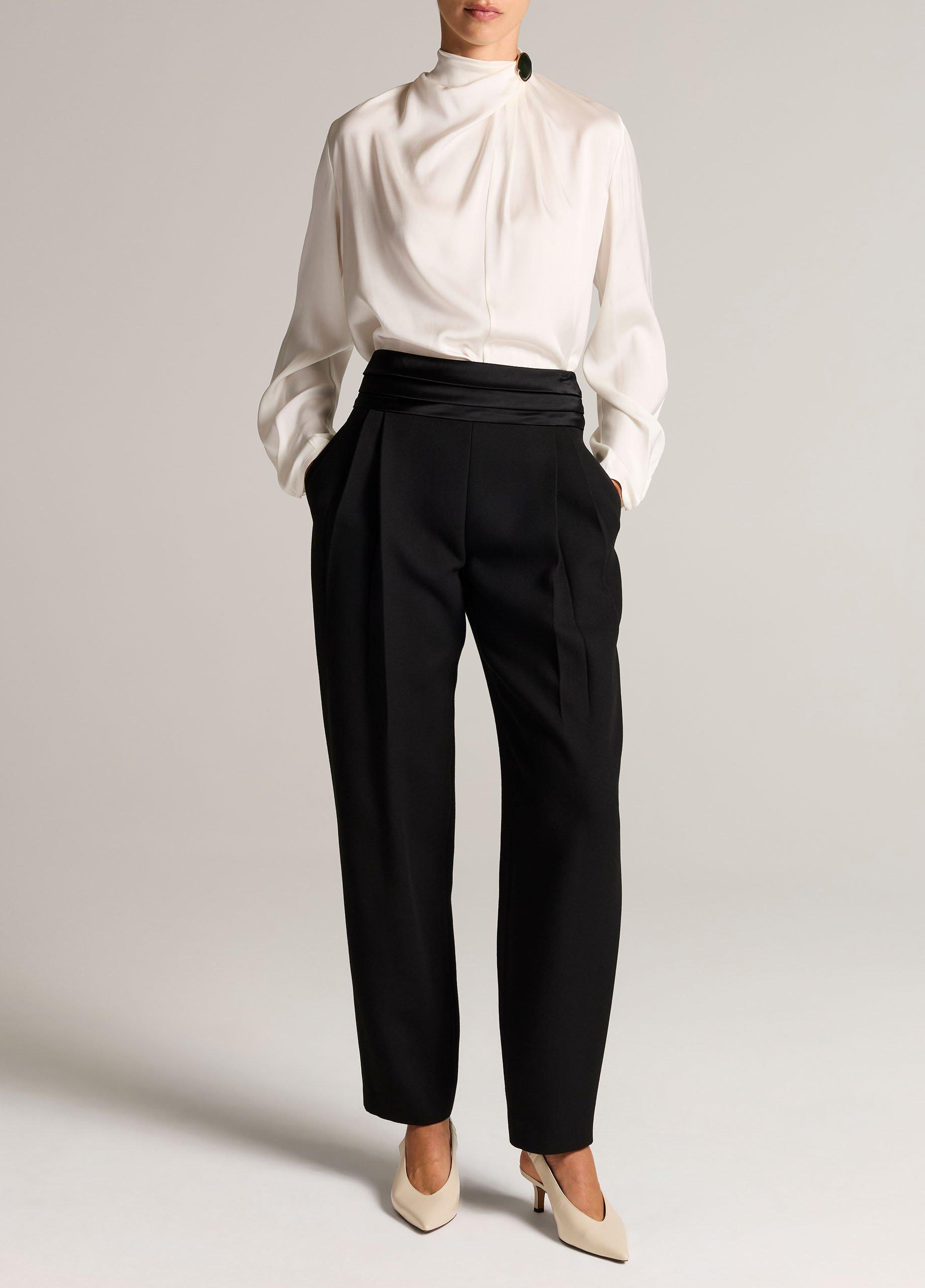 High-Rise Sculptural Carrot-Leg Tuxedo Pant image number 0