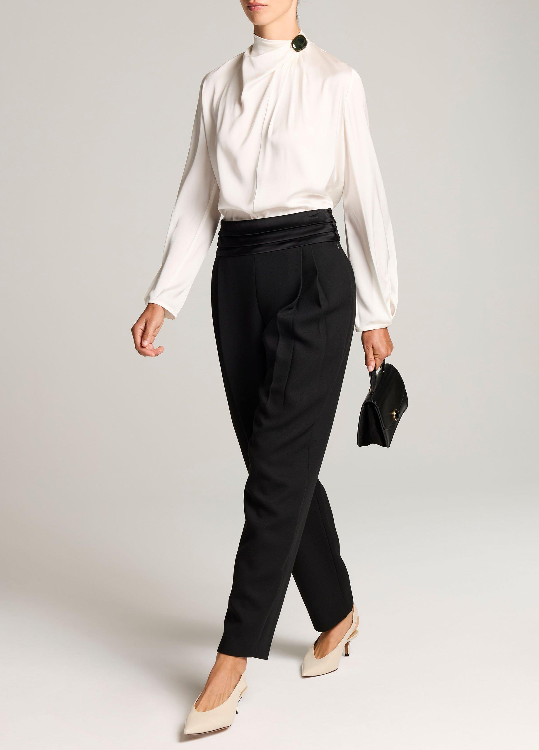 High-Rise Sculptural Carrot-Leg Tuxedo Pant image number 1