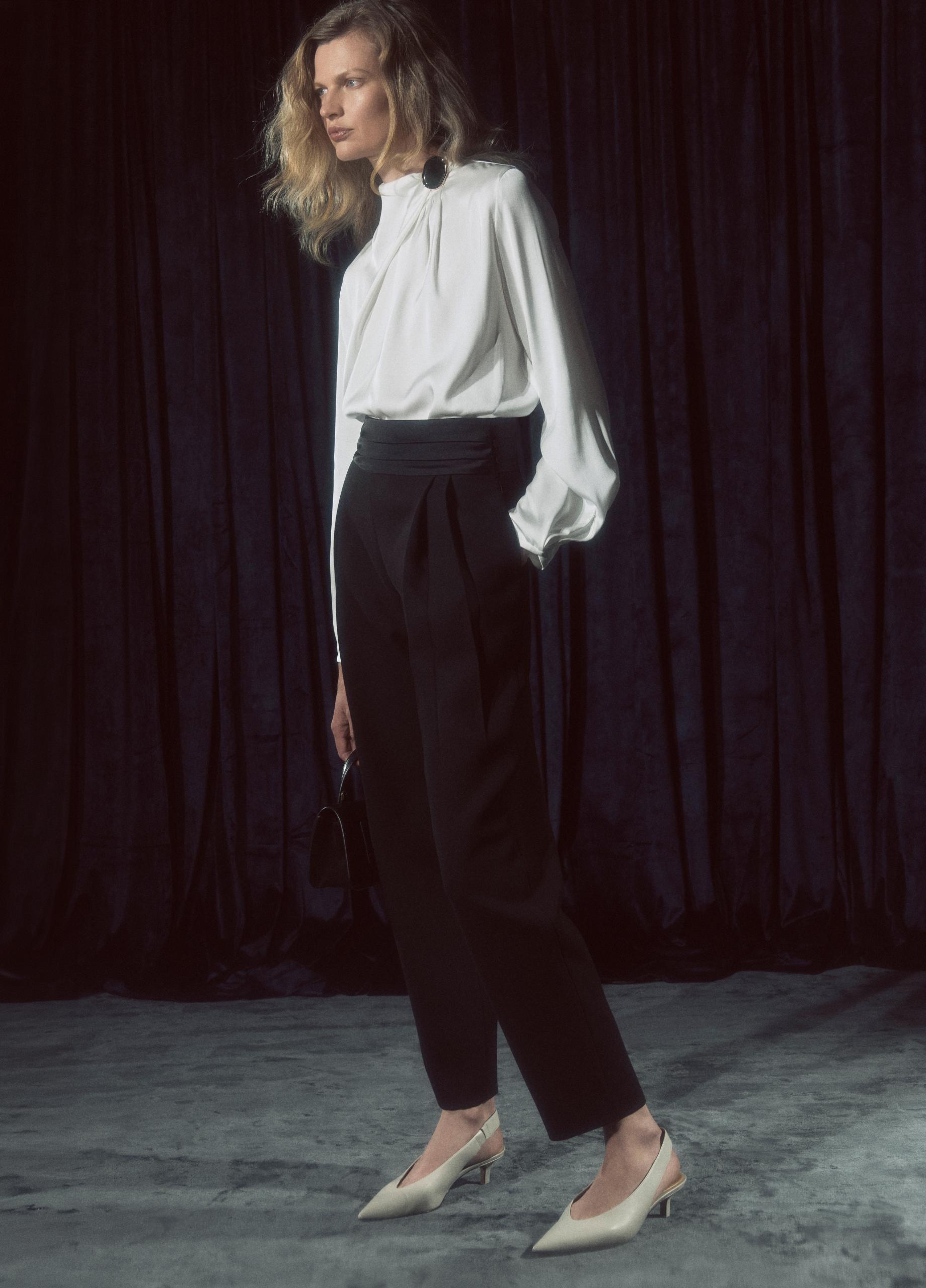 High-Rise Sculptural Carrot-Leg Tuxedo Pant image number 4