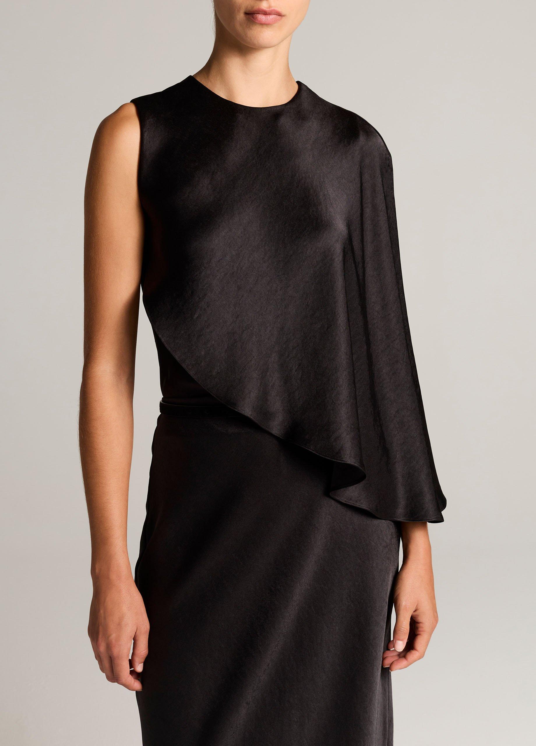 Satin Asymmetric Draped Cape Top image number 0