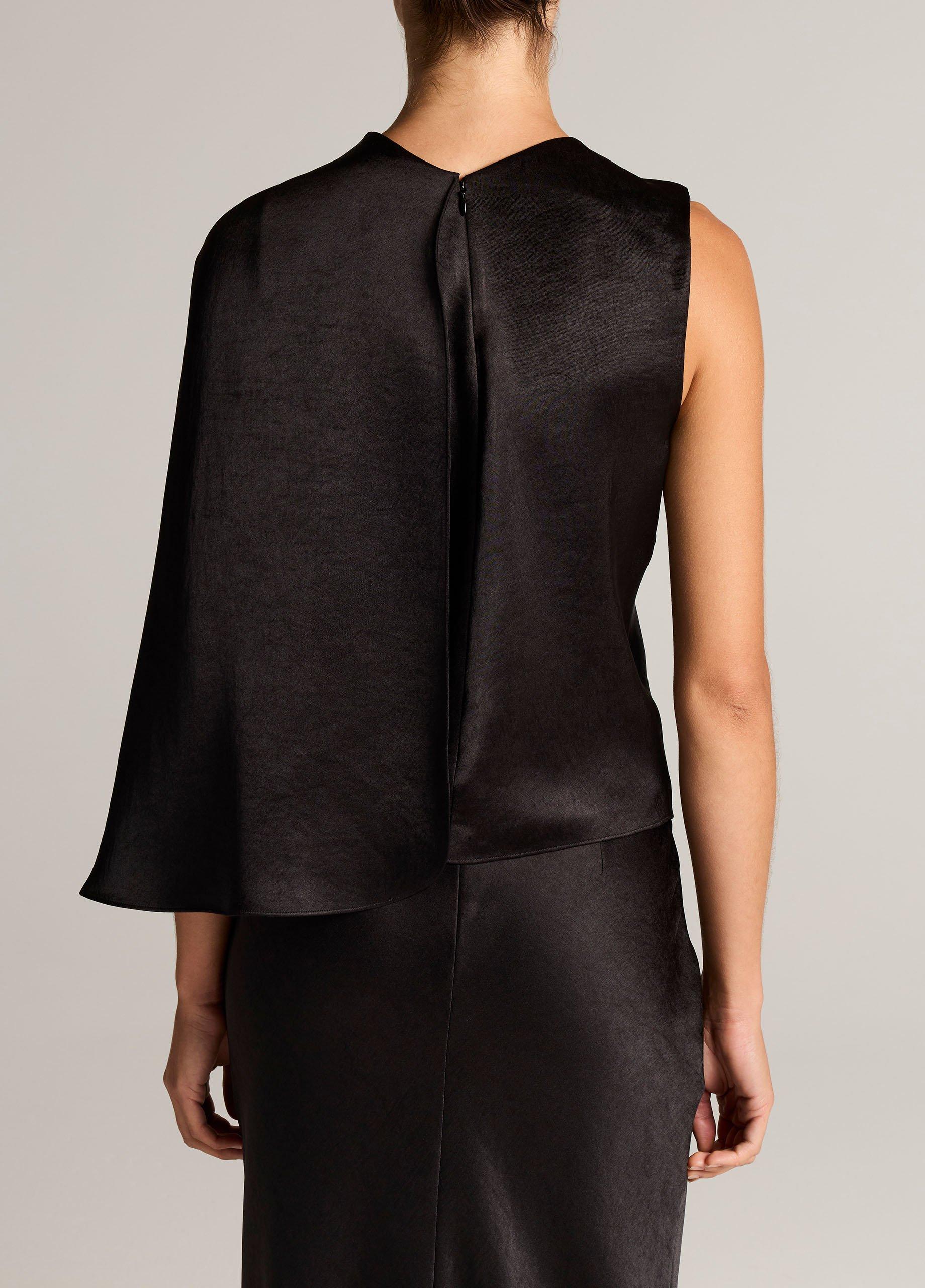 Satin Asymmetric Draped Cape Top image number 2