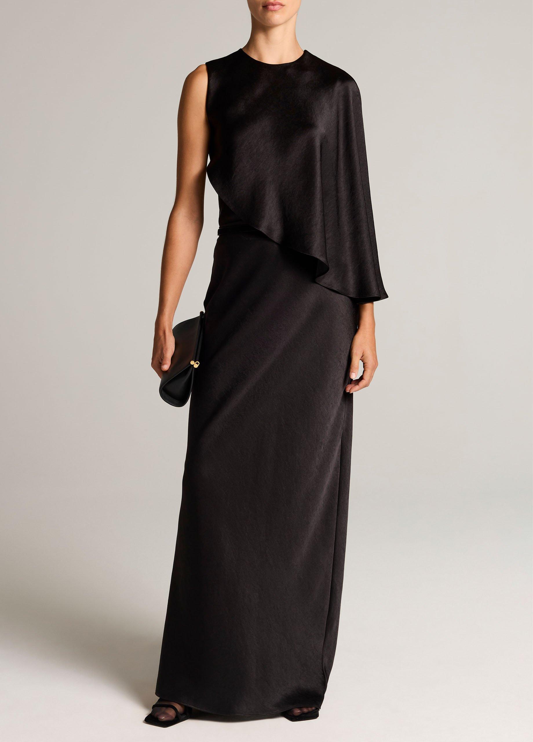 Satin Asymmetric Draped Cape Top image number 3