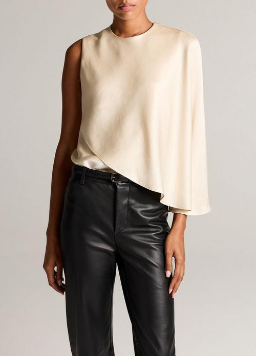 Satin Asymmetric Draped Cape Top