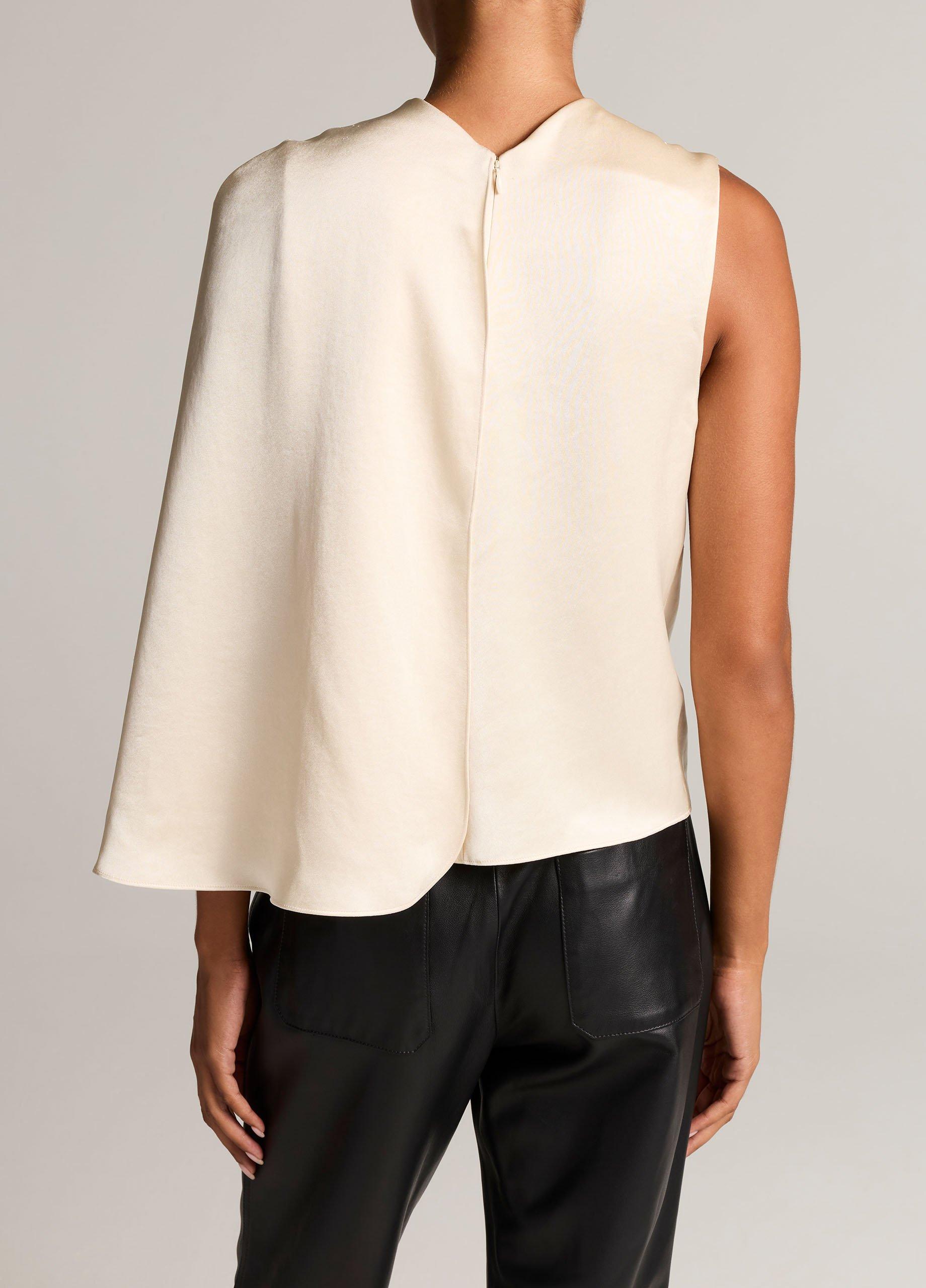 Satin Asymmetric Draped Cape Top image number 2
