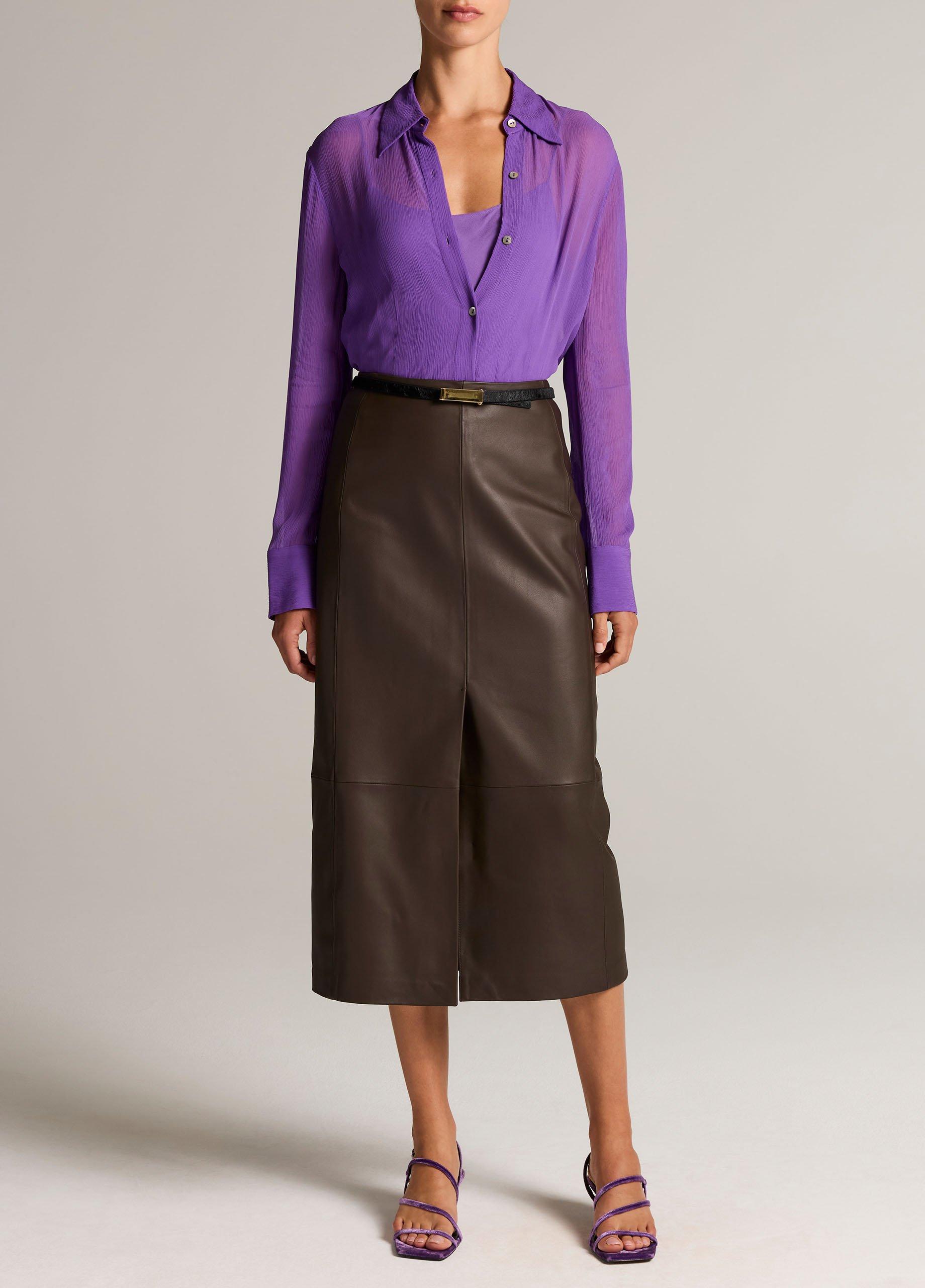 Sheer Crinkled Chiffon Blouse image number 3