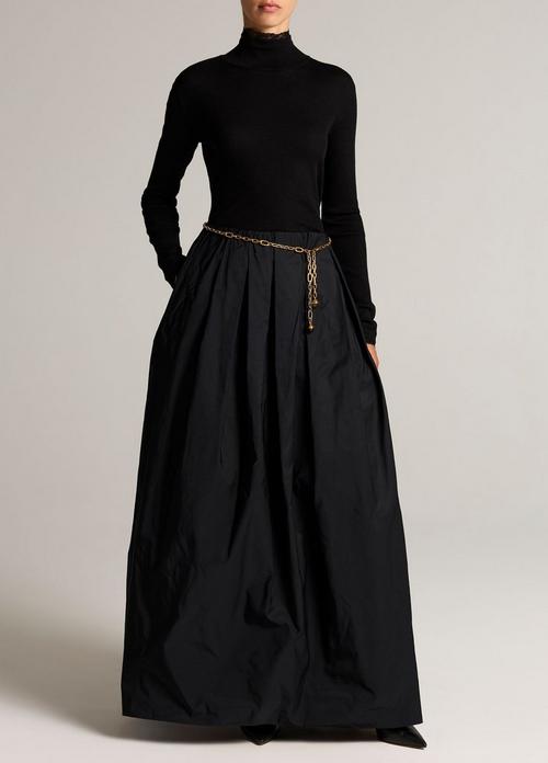 High-Rise Taffeta Evening Maxi Skirt