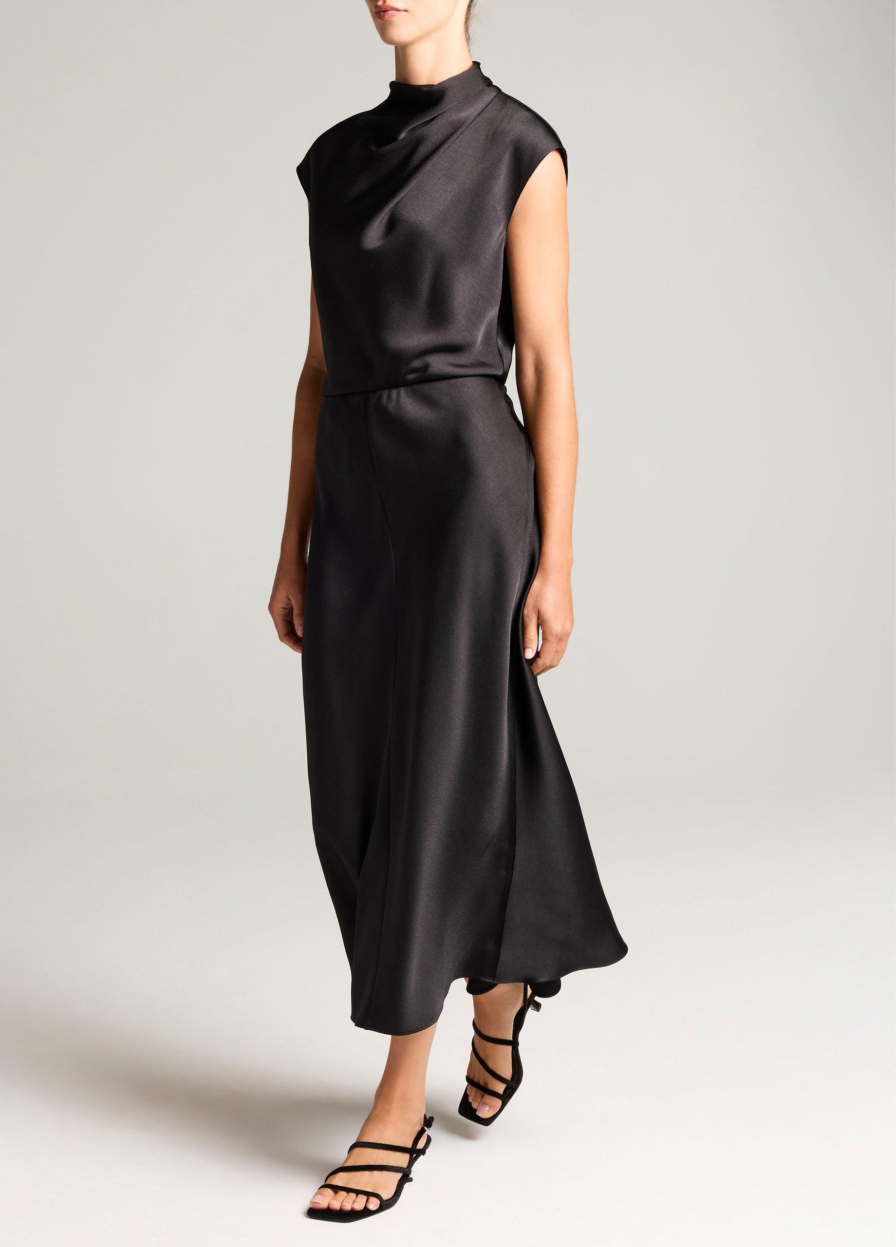 Draped Satin Cowl-Neck Dress image number 1