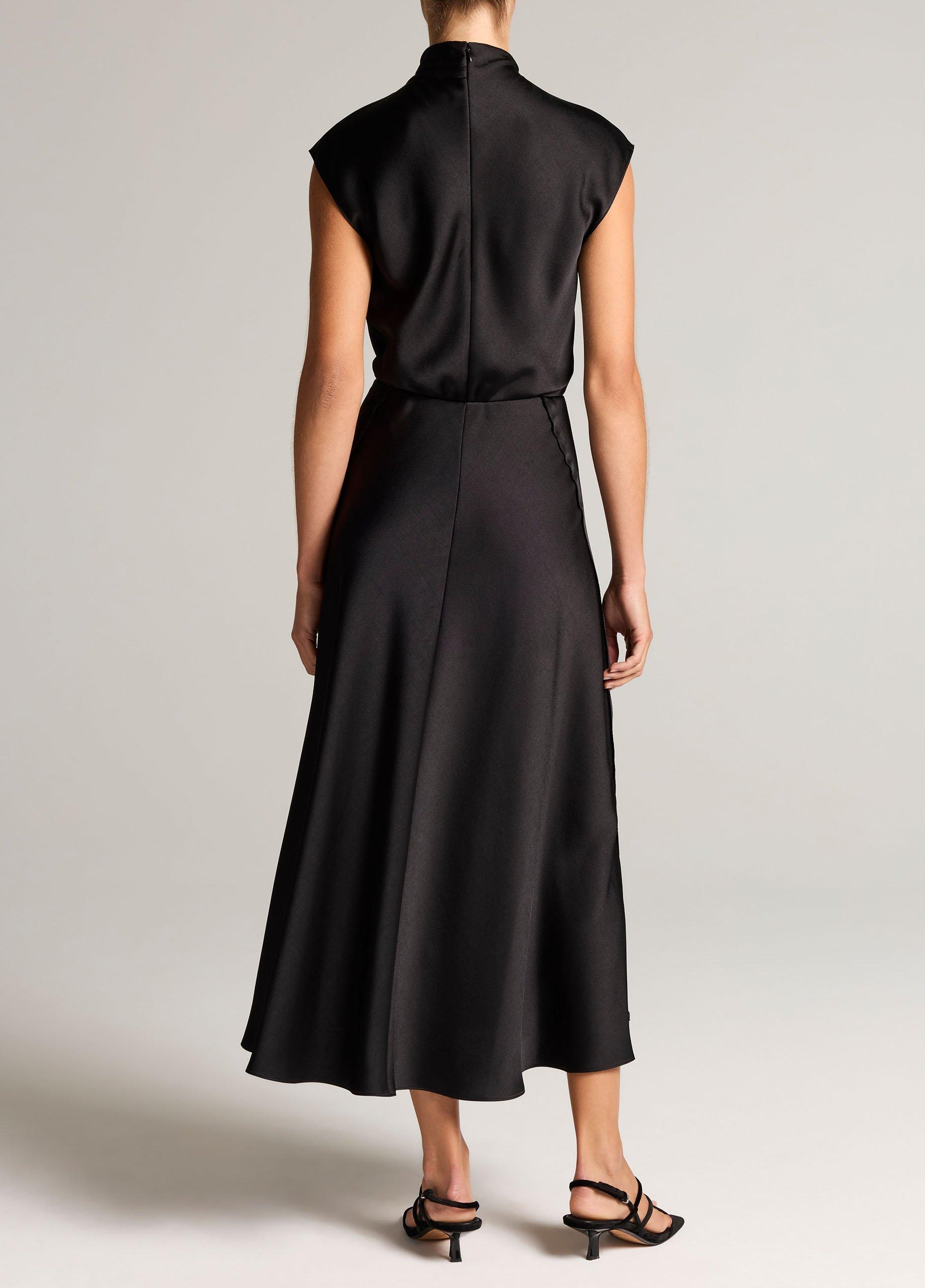 Draped Satin Cowl-Neck Dress image number 2