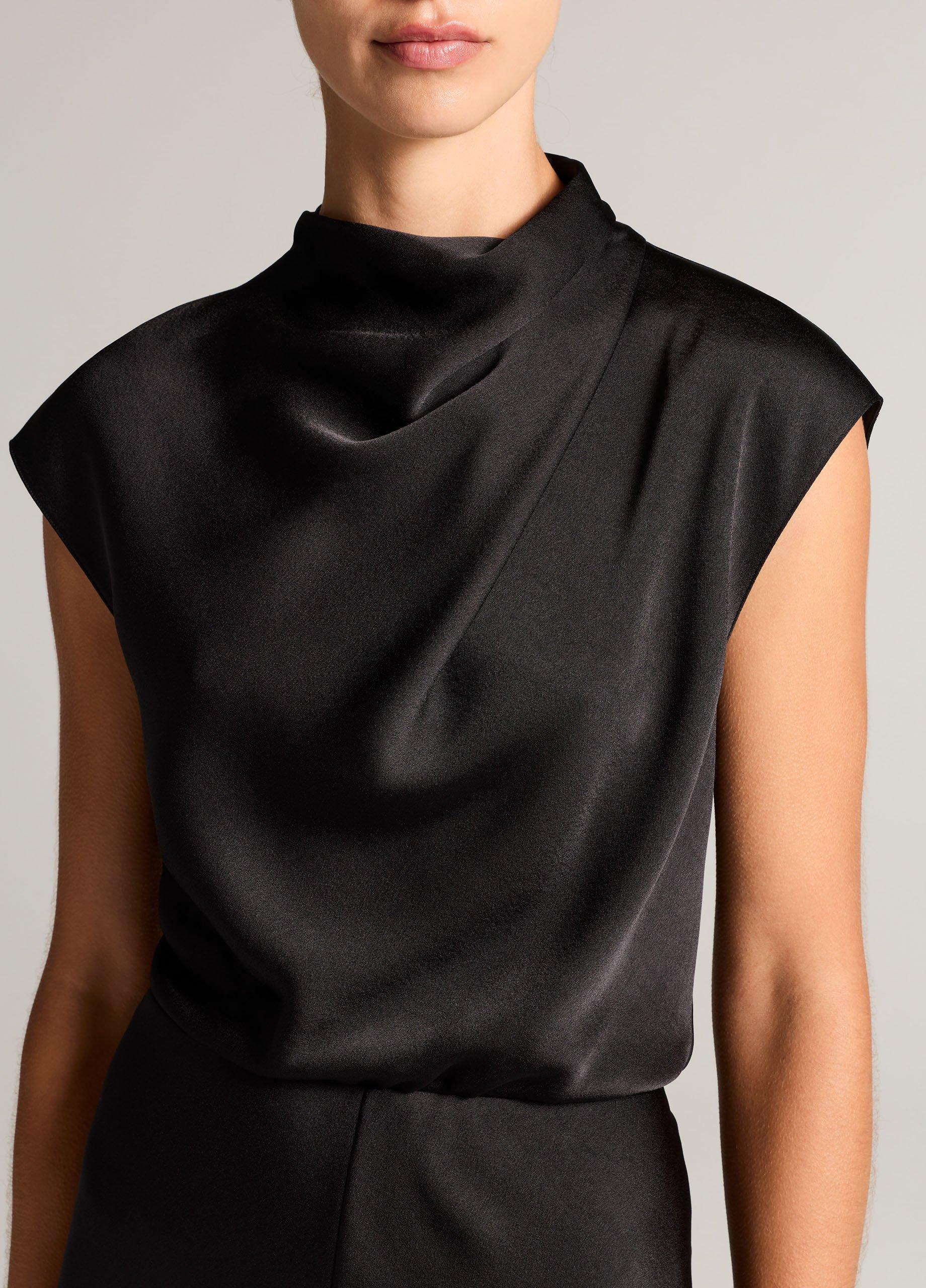 Draped Satin Cowl-Neck Dress image number 3