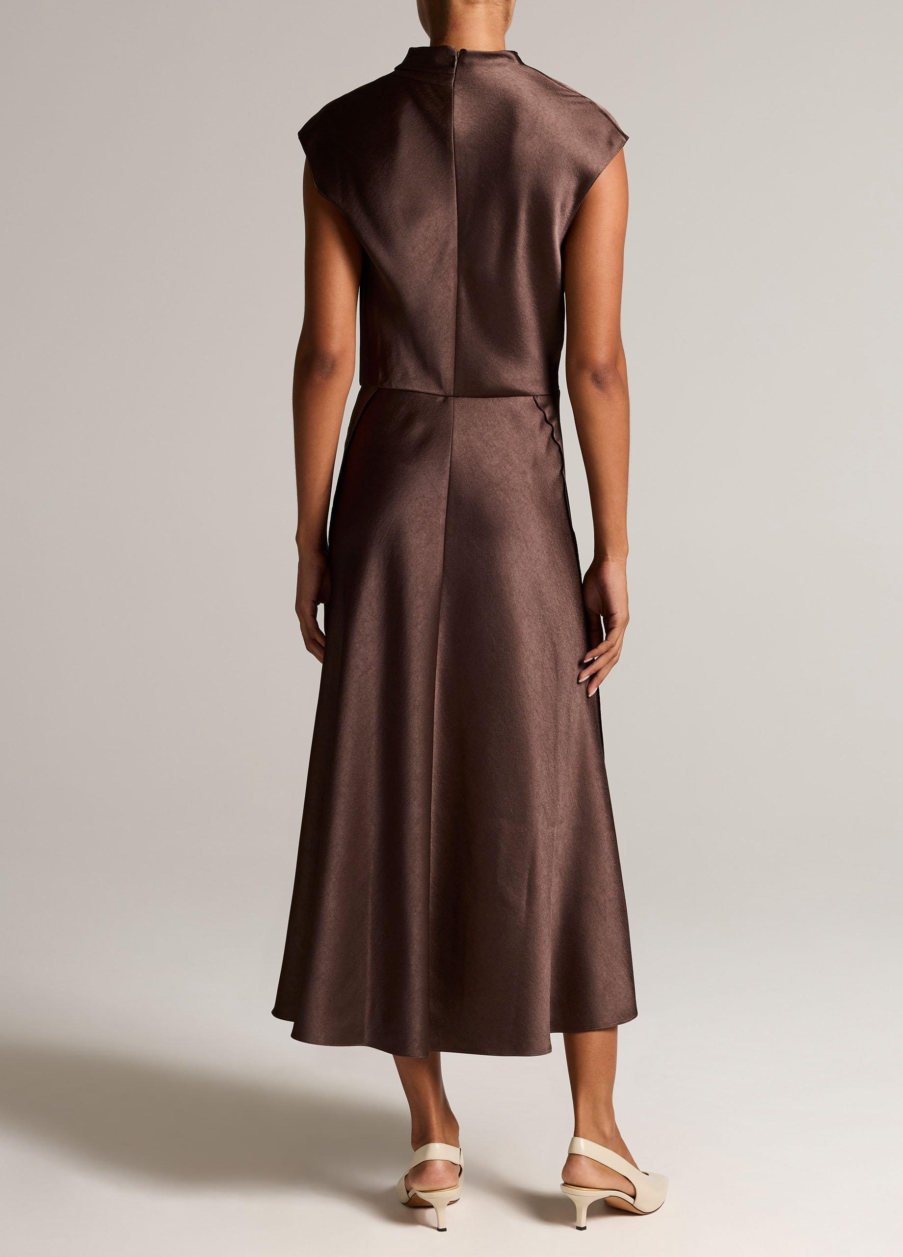 Draped Satin Cowl-Neck Dress image number 2