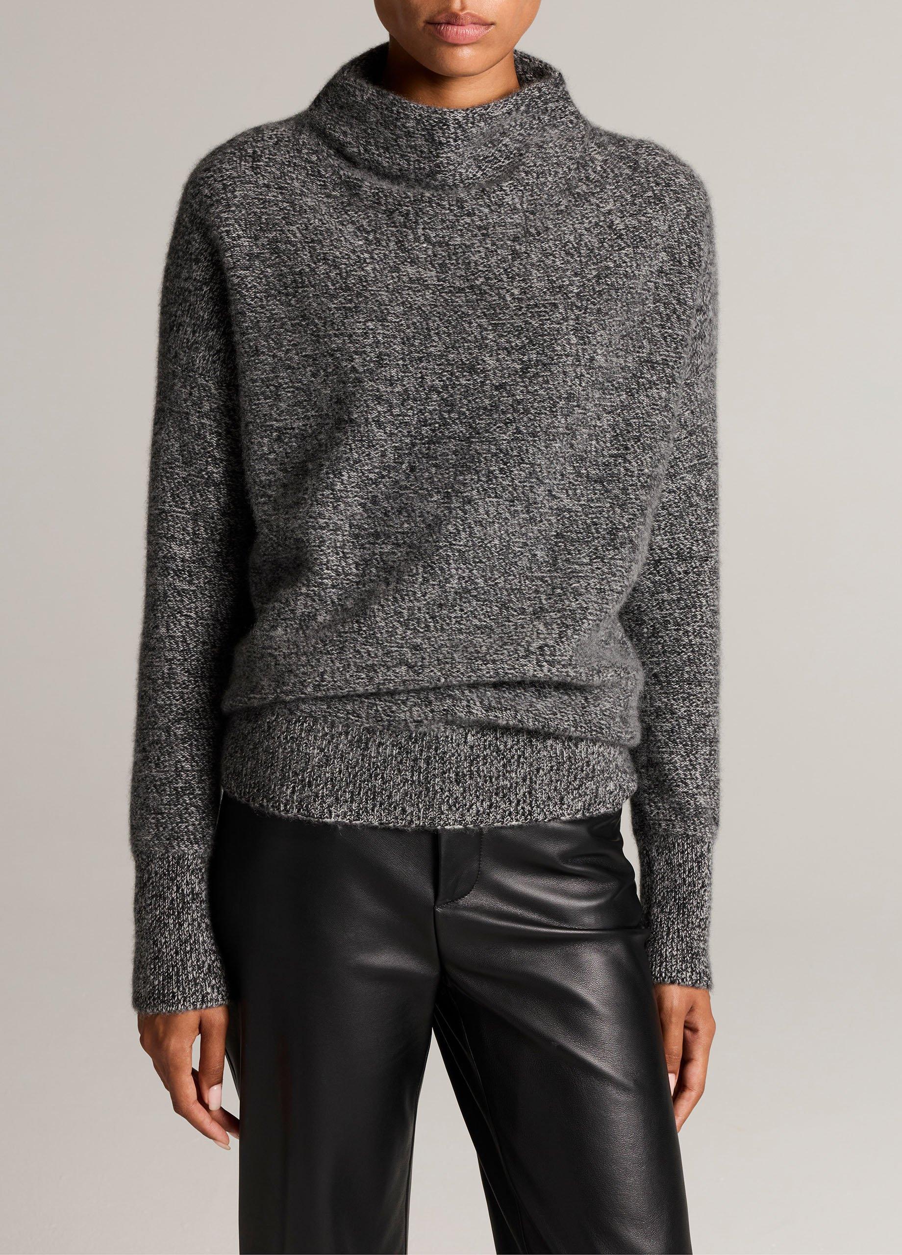 Marled Plush Cashmere Funnel-Neck Sweater in Cashmere | Vince