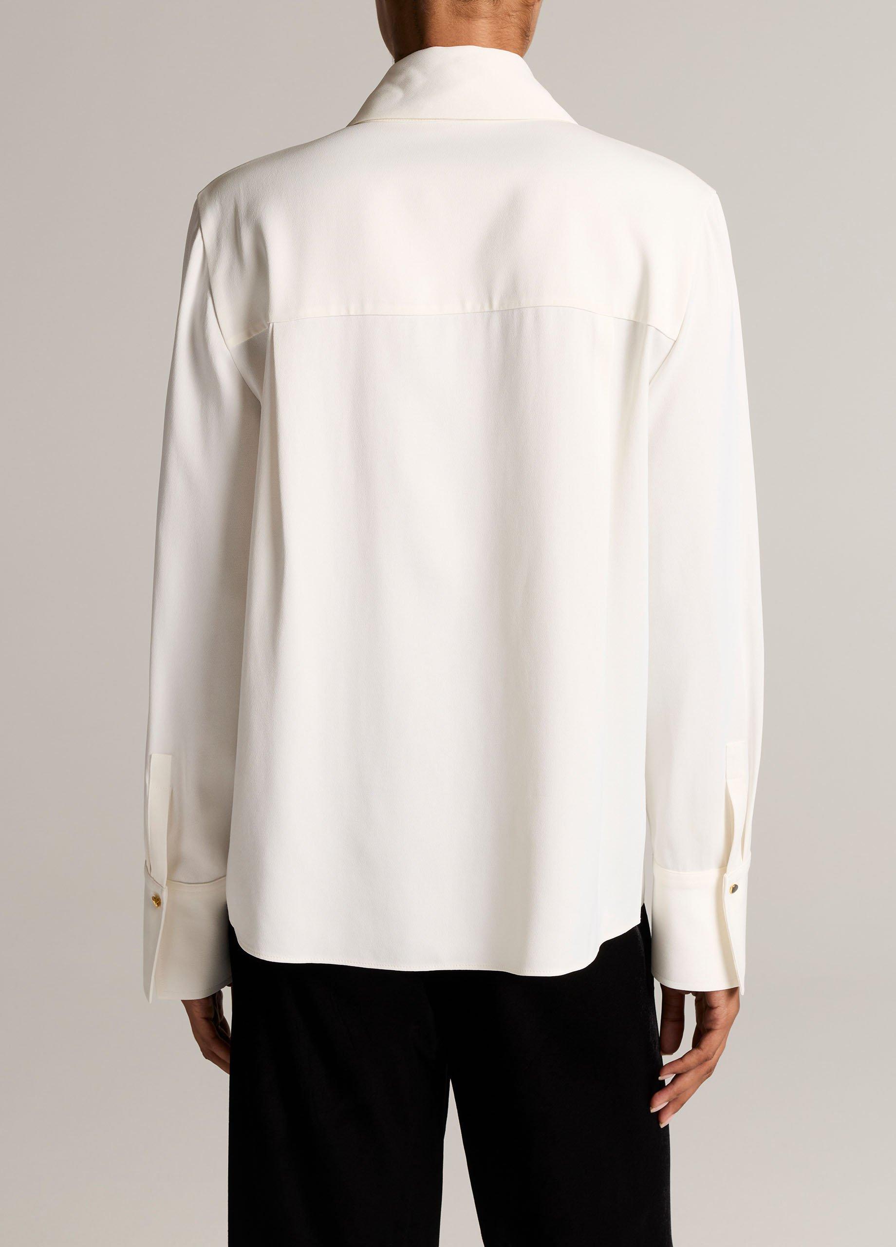 Pendant-Button Satin Slim Button-Front Shirt image number 2