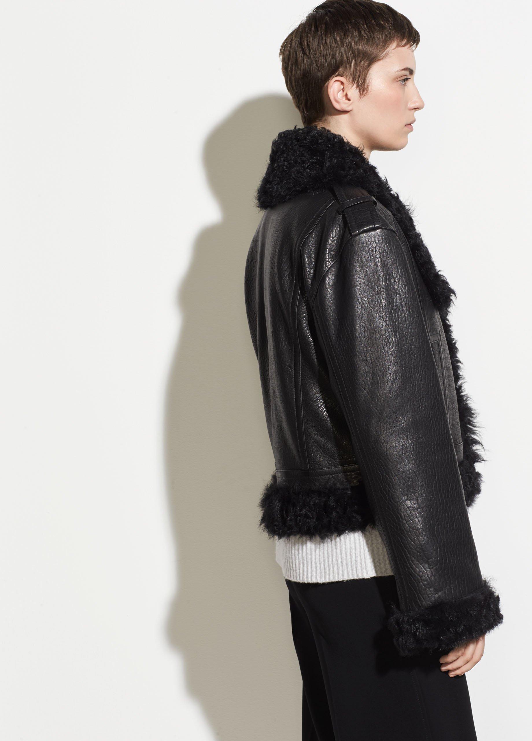 vince shearling moto