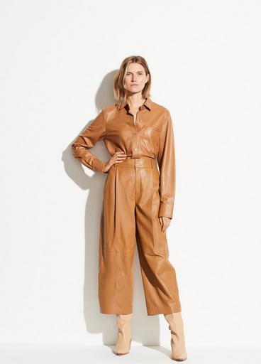 Cropped Leather Wide Leg Pant image number 0