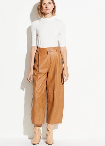 Cropped Leather Wide Leg Pant image number 1