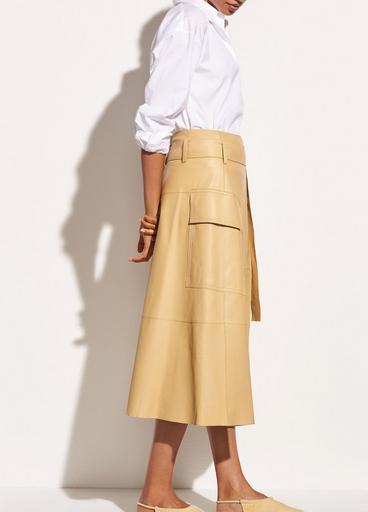 Belted Leather Wrap Skirt image number 2
