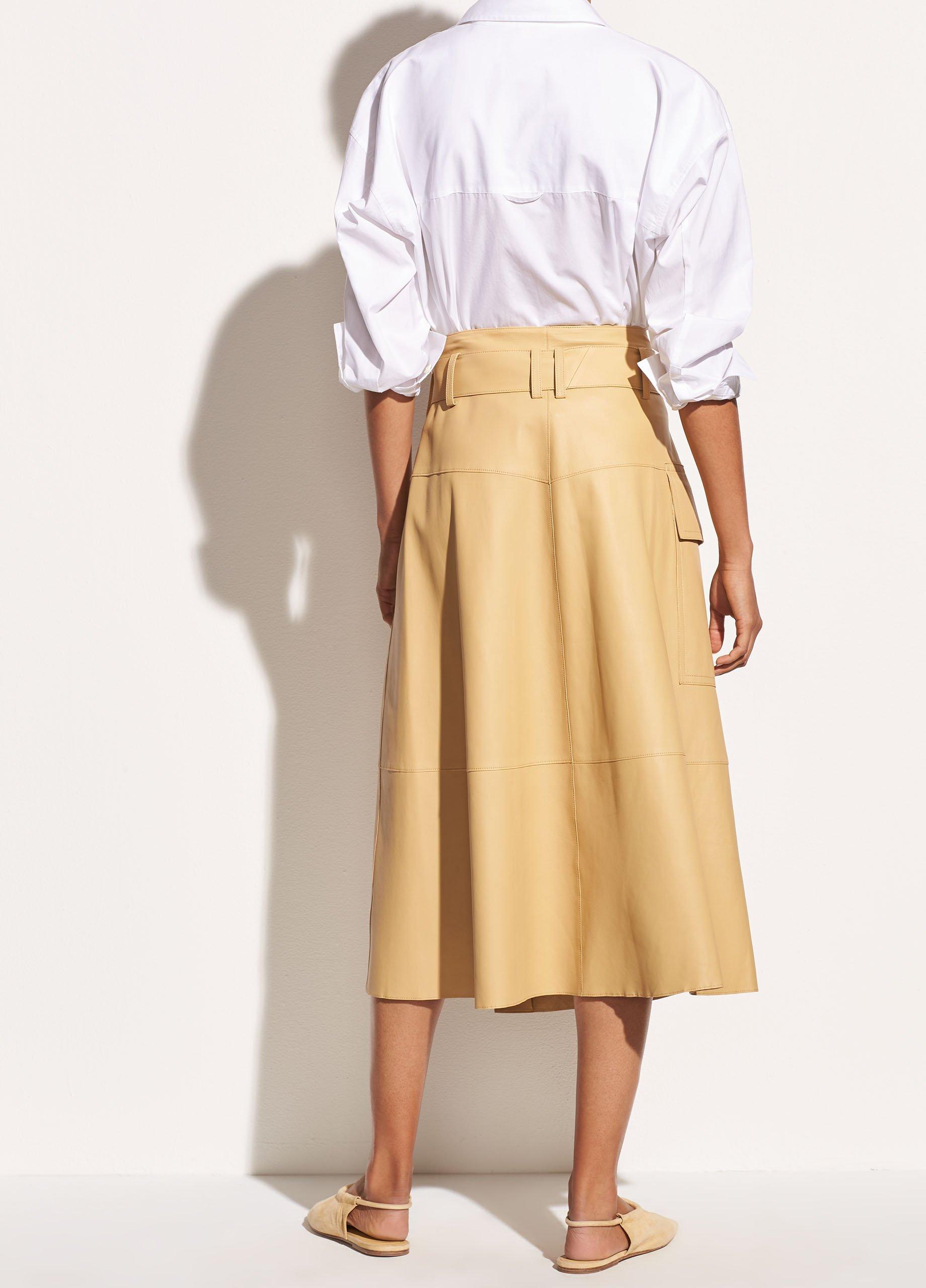 Belted Leather Wrap Skirt image number 3