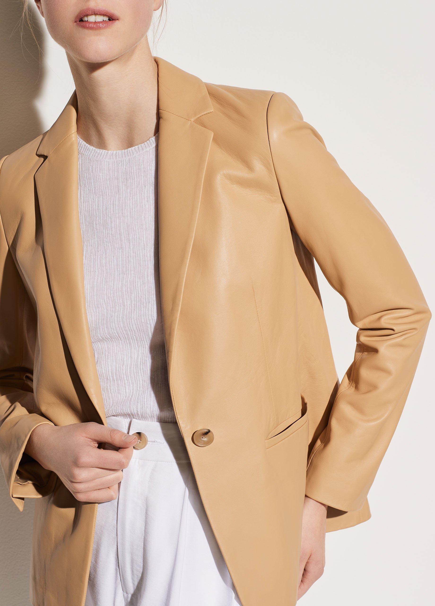 Fitted Leather Blazer image number 1