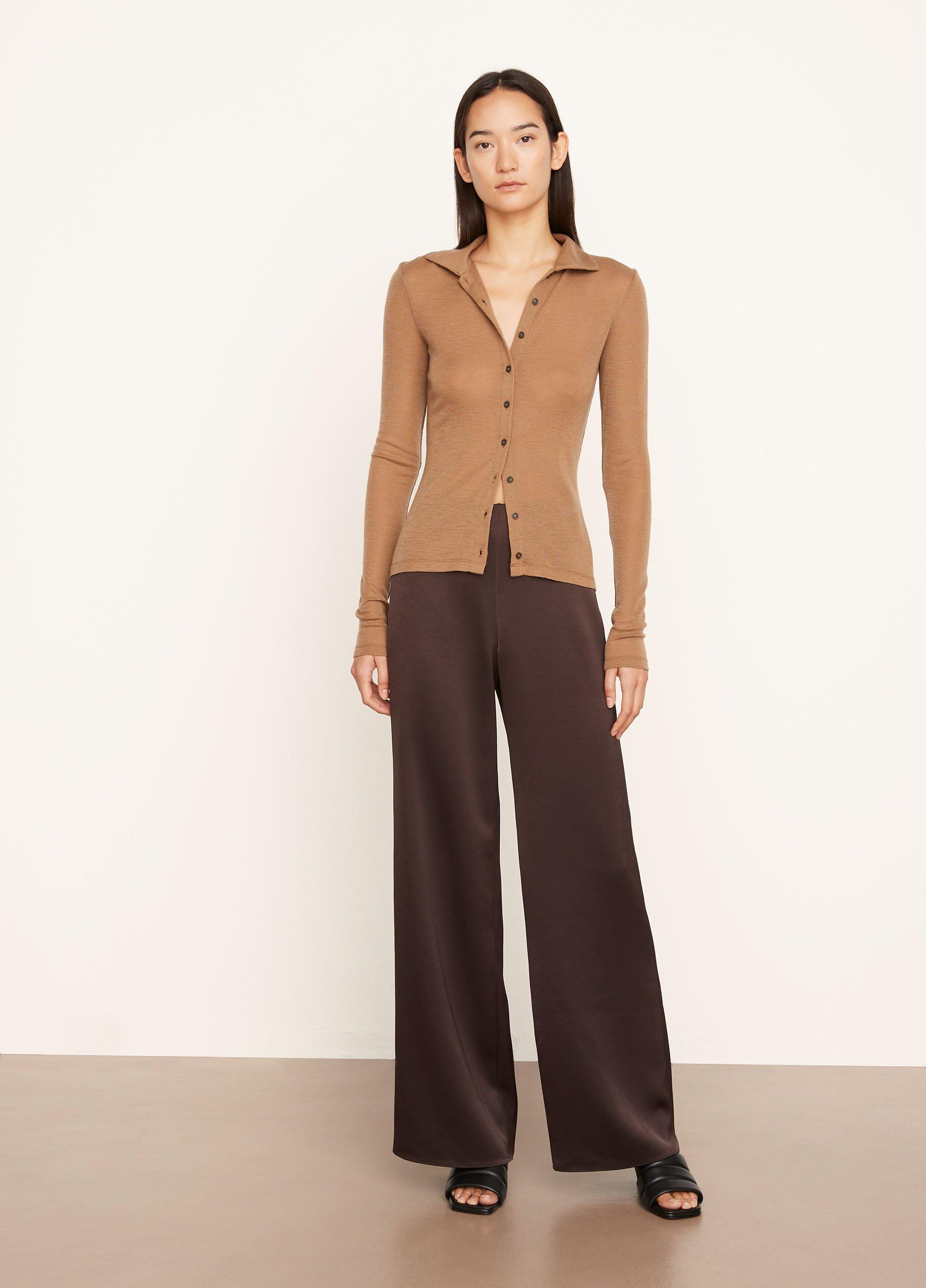 POL V-Neck Long Sleeve Cardigan with Exaggerated Buttons