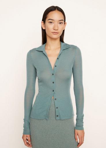 Long Sleeve Polo Button Cardigan image number 1