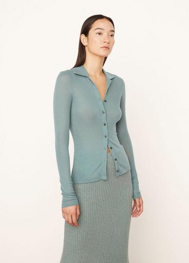 Long Sleeve Polo Button Cardigan image number 2