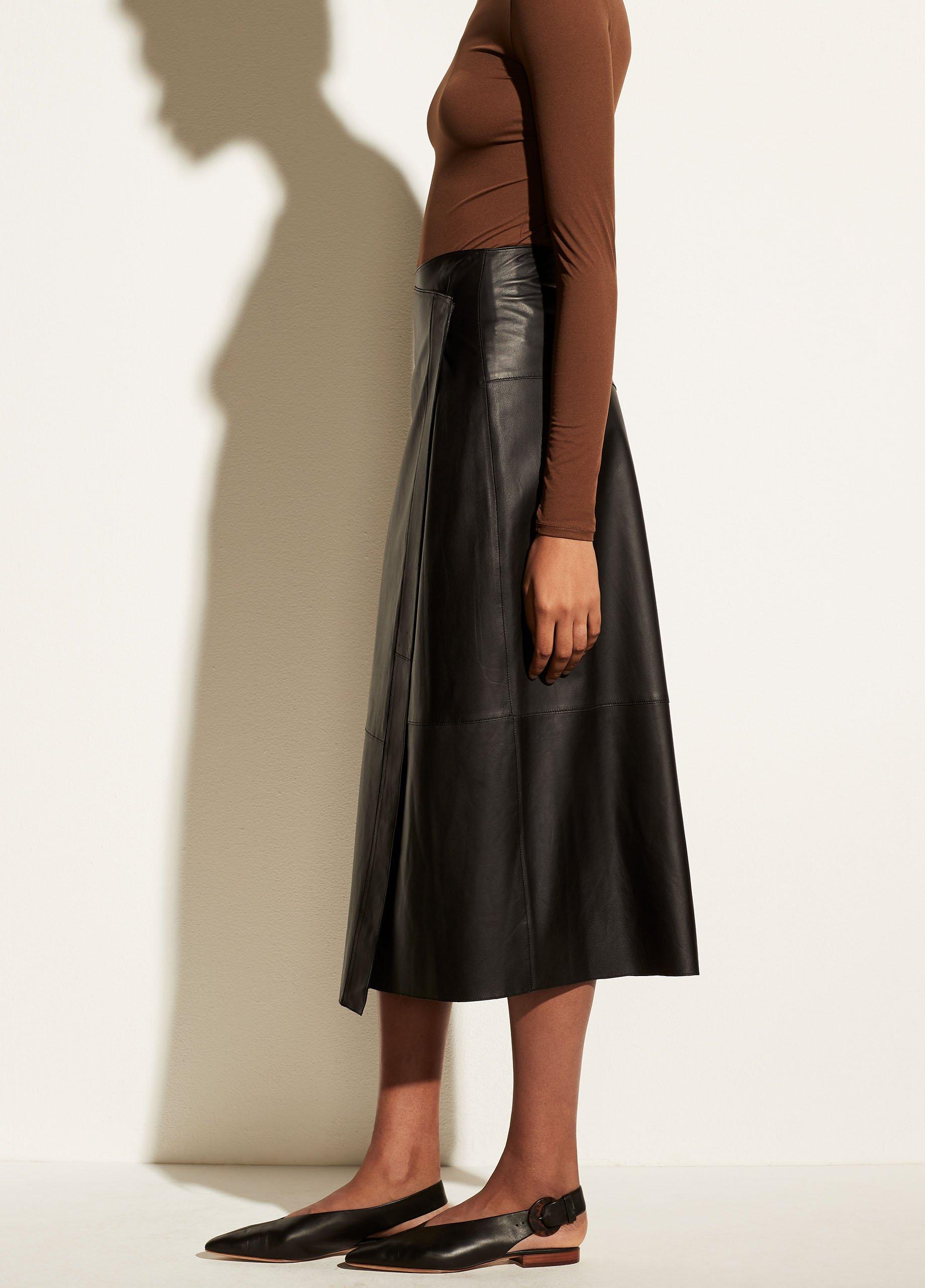 Stitched-Belt Leather Skirt in Vince Products Women
