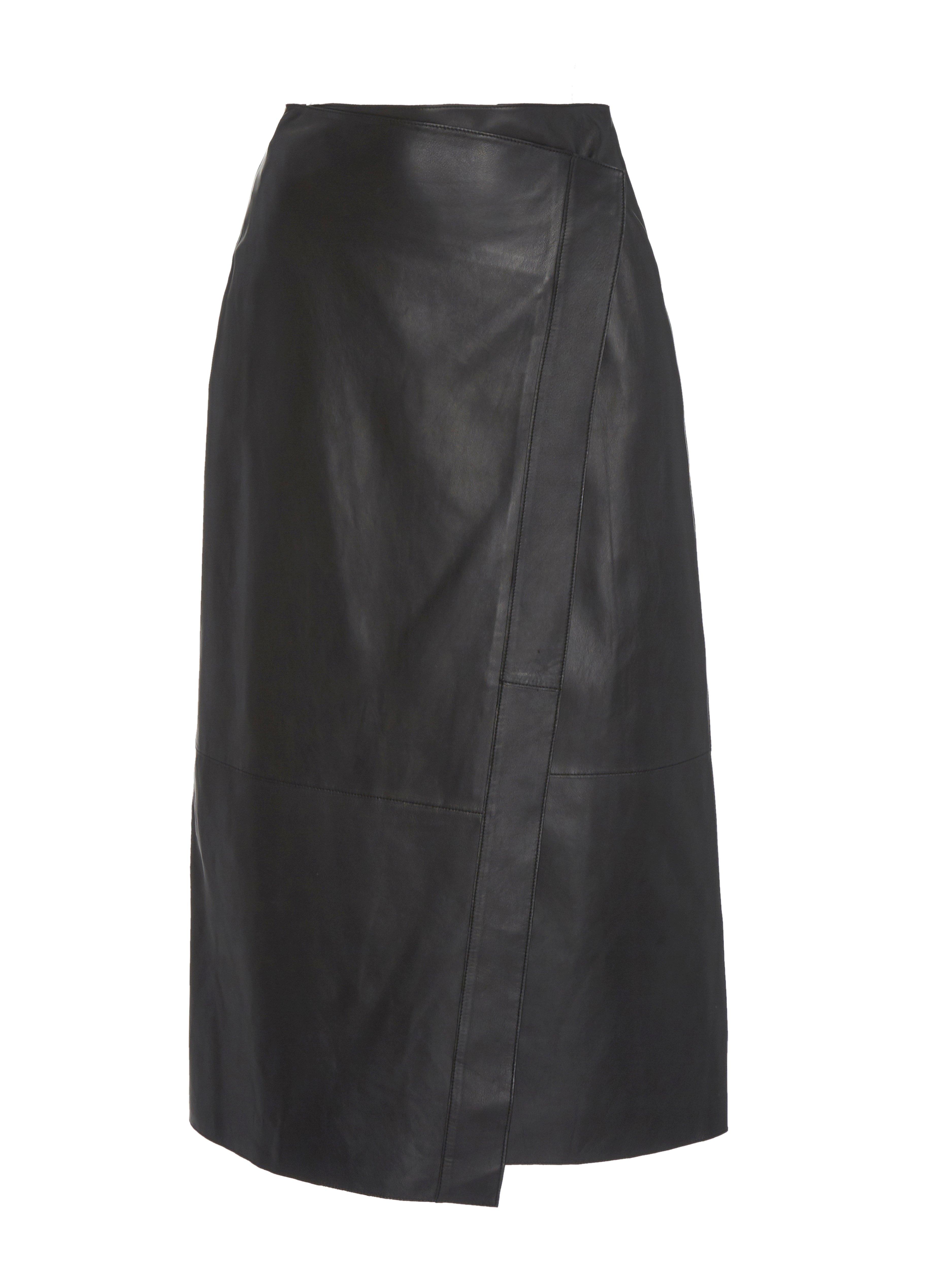 Stitched-Belt Leather Skirt in Vince Products Women