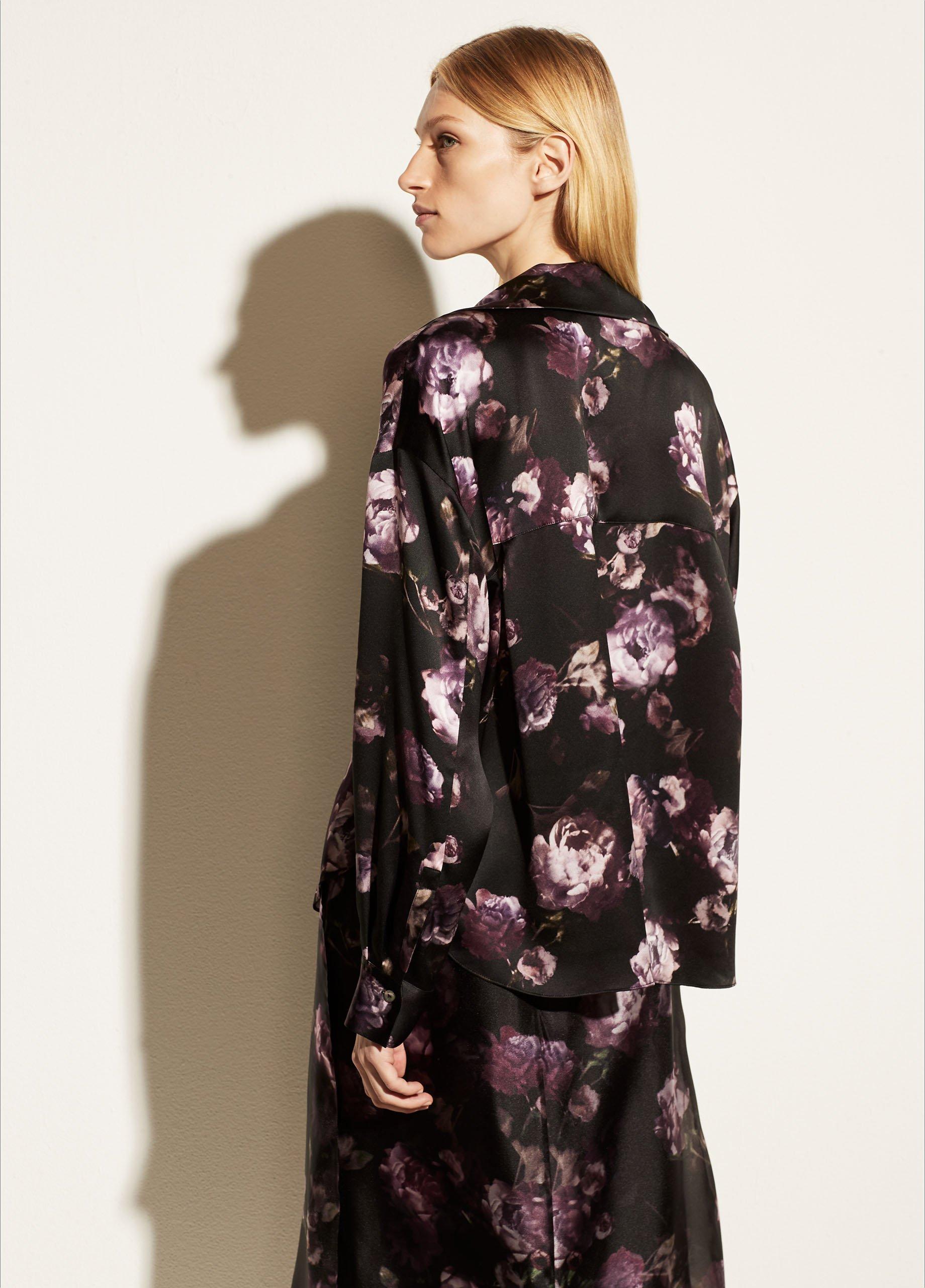 Night Garden Lapel Collar Silk Popover image number 3