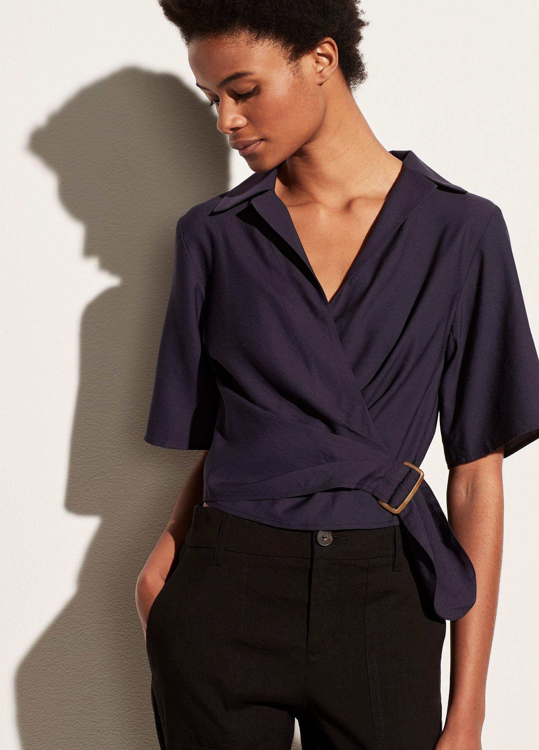 Side Buckle Drape Short Sleeve Shirt image number 0