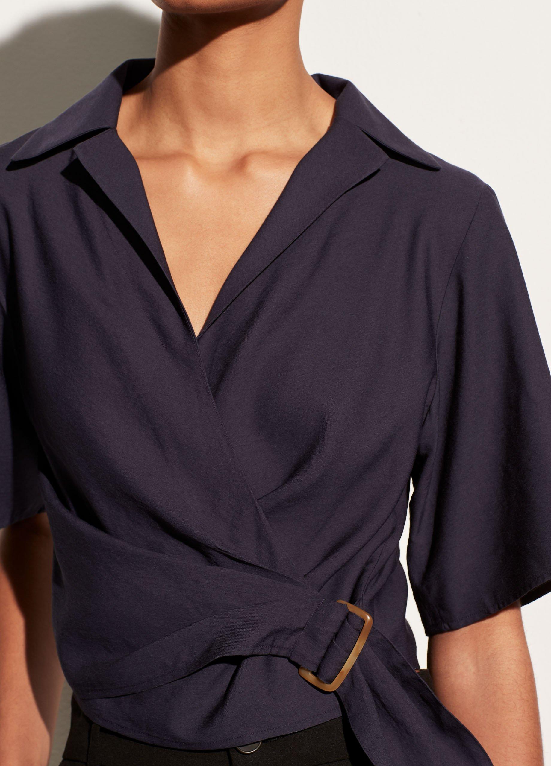 Side Buckle Drape Short Sleeve Shirt image number 1