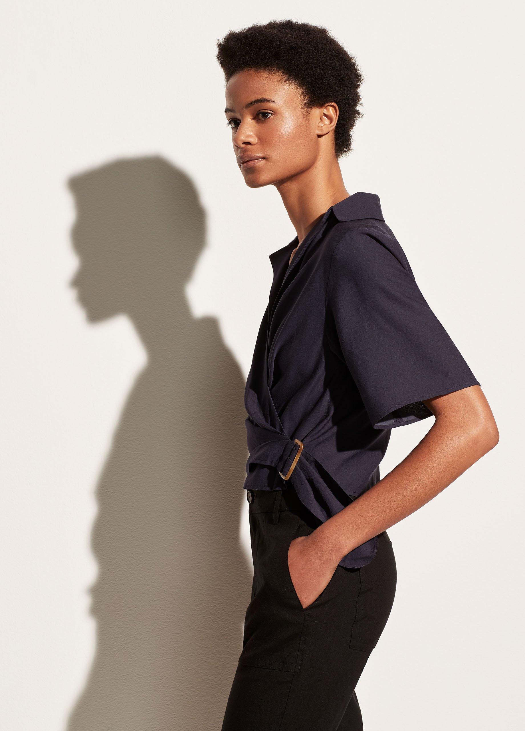 Side Buckle Drape Short Sleeve Shirt image number 2