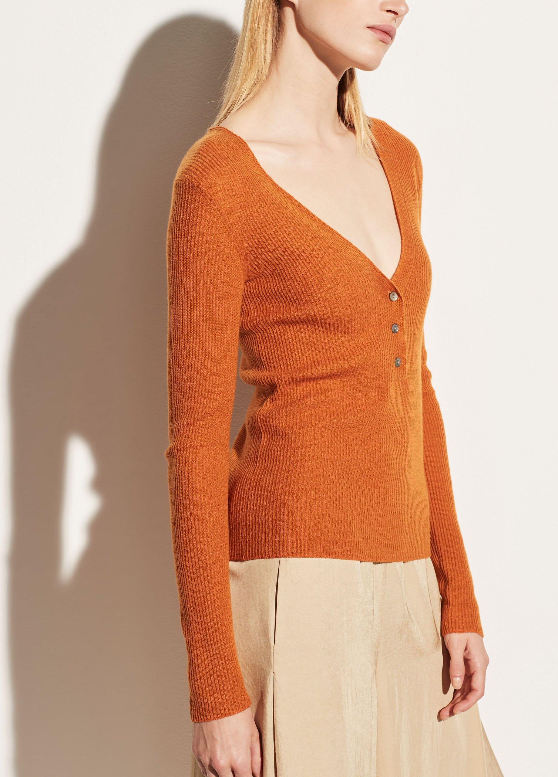 Lightweight Cashmere Long Sleeve V-Neck Henley image number 2