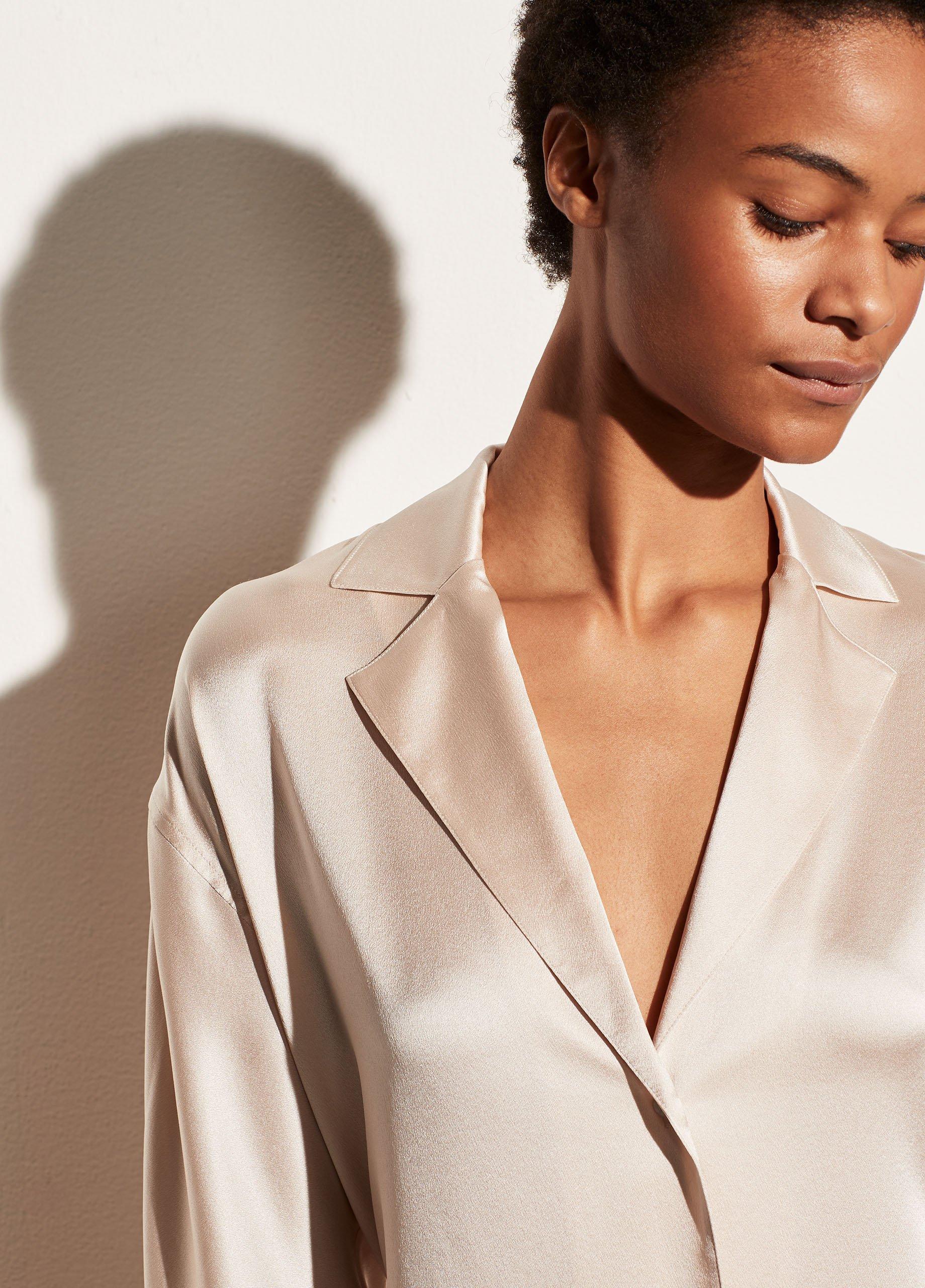 Satin Tie Back Pajama Blouse image number 1