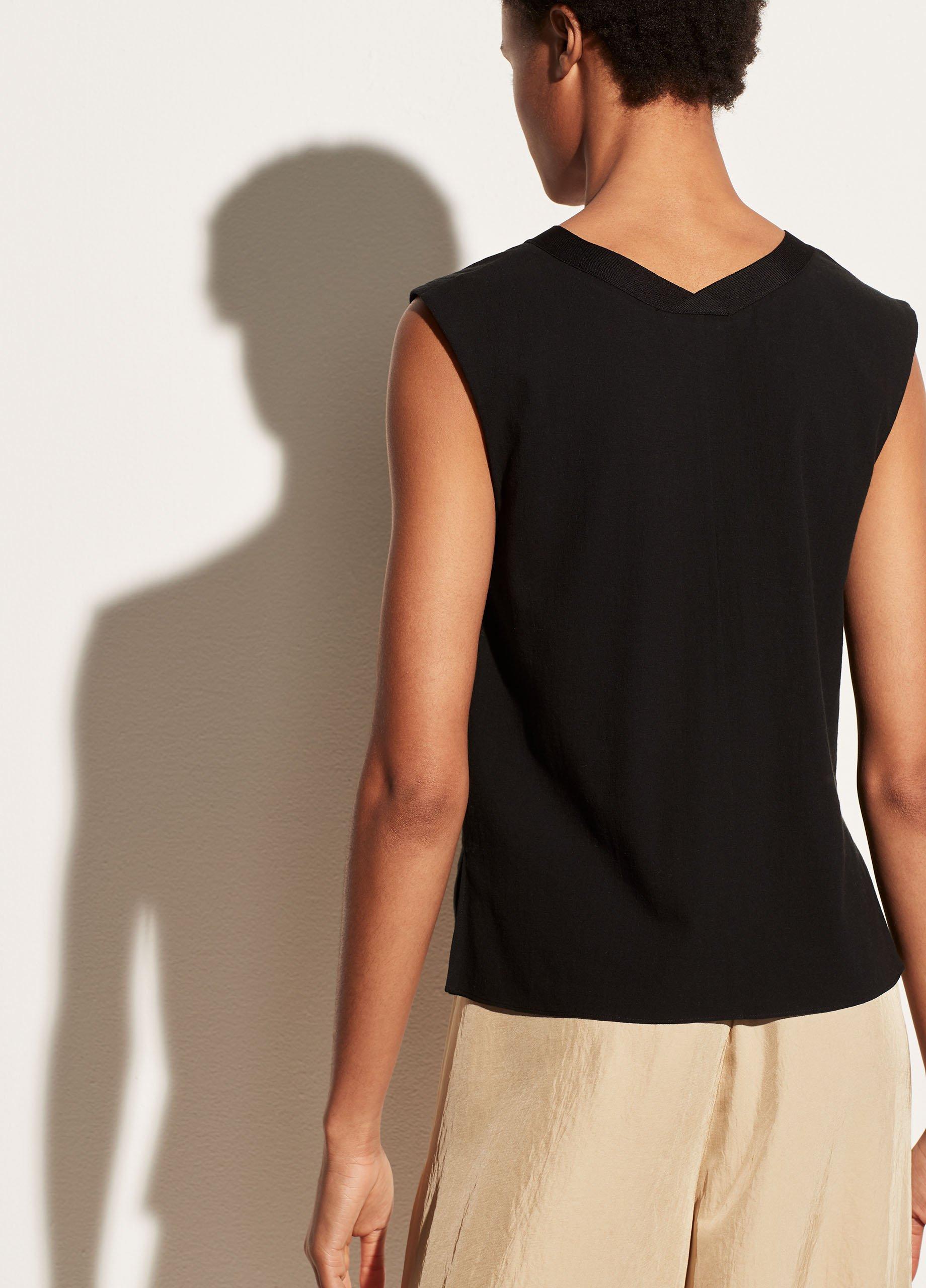 Rib Trim Double V Neck Shell image number 3