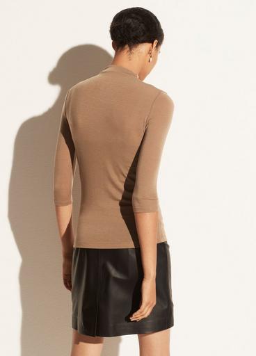 Double Layer Elbow Sleeve Mock Neck image number 3