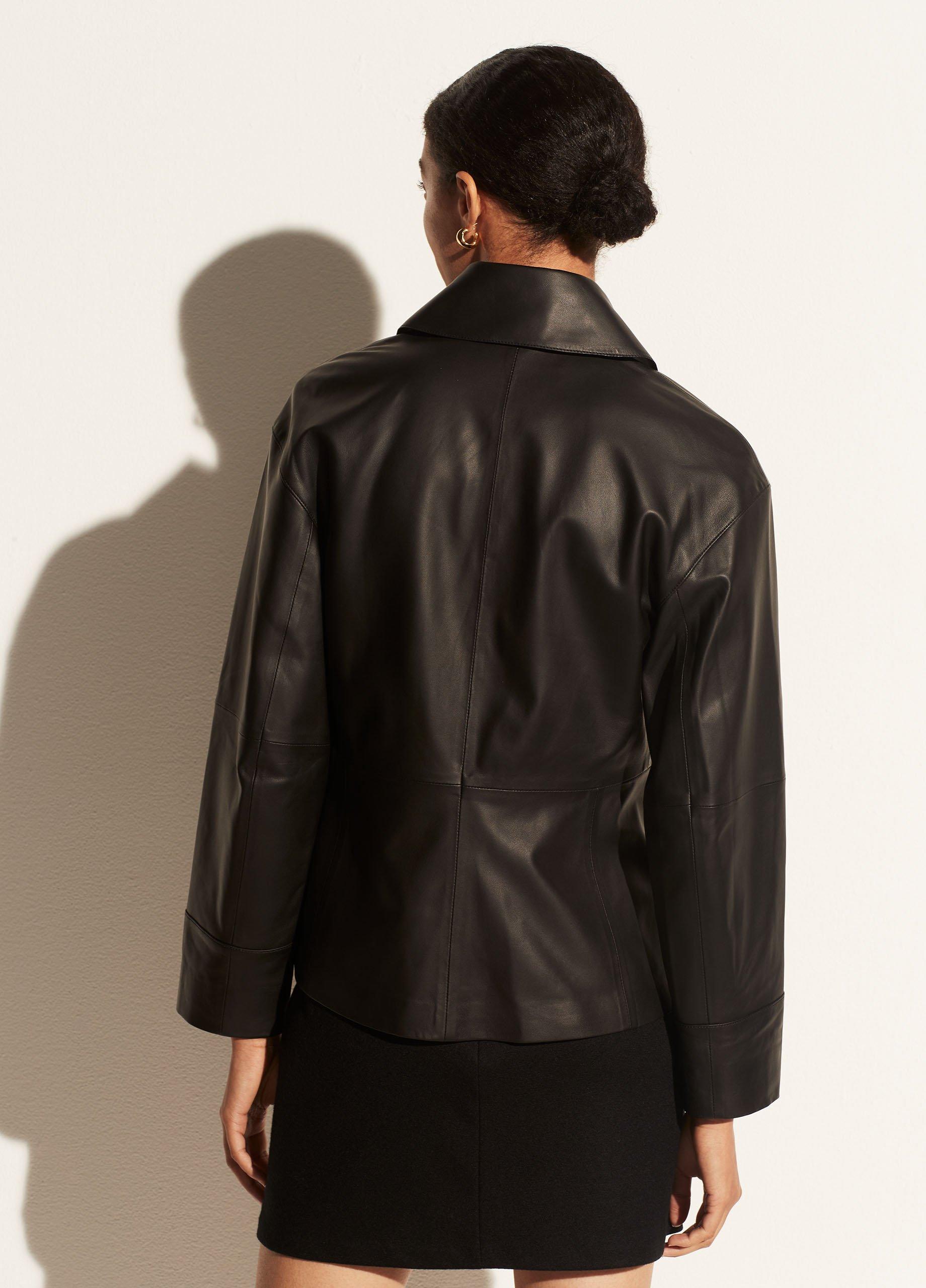 Cinched Leather Shirt Jacket image number 3